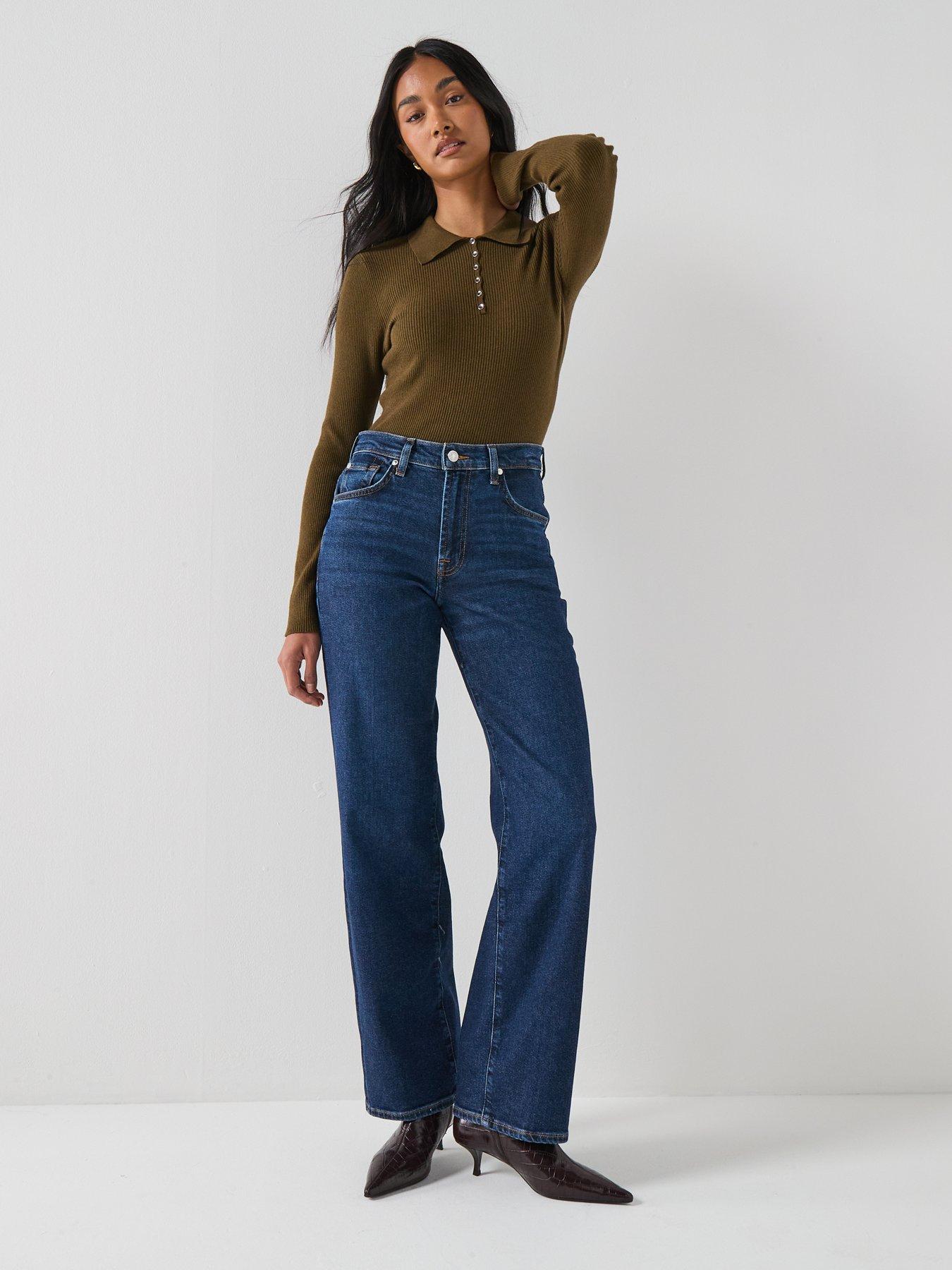 Image 1 of 6 of 7 FOR ALL MANKIND Luxe Vintage Stovepipe Straight Jeans - Navy