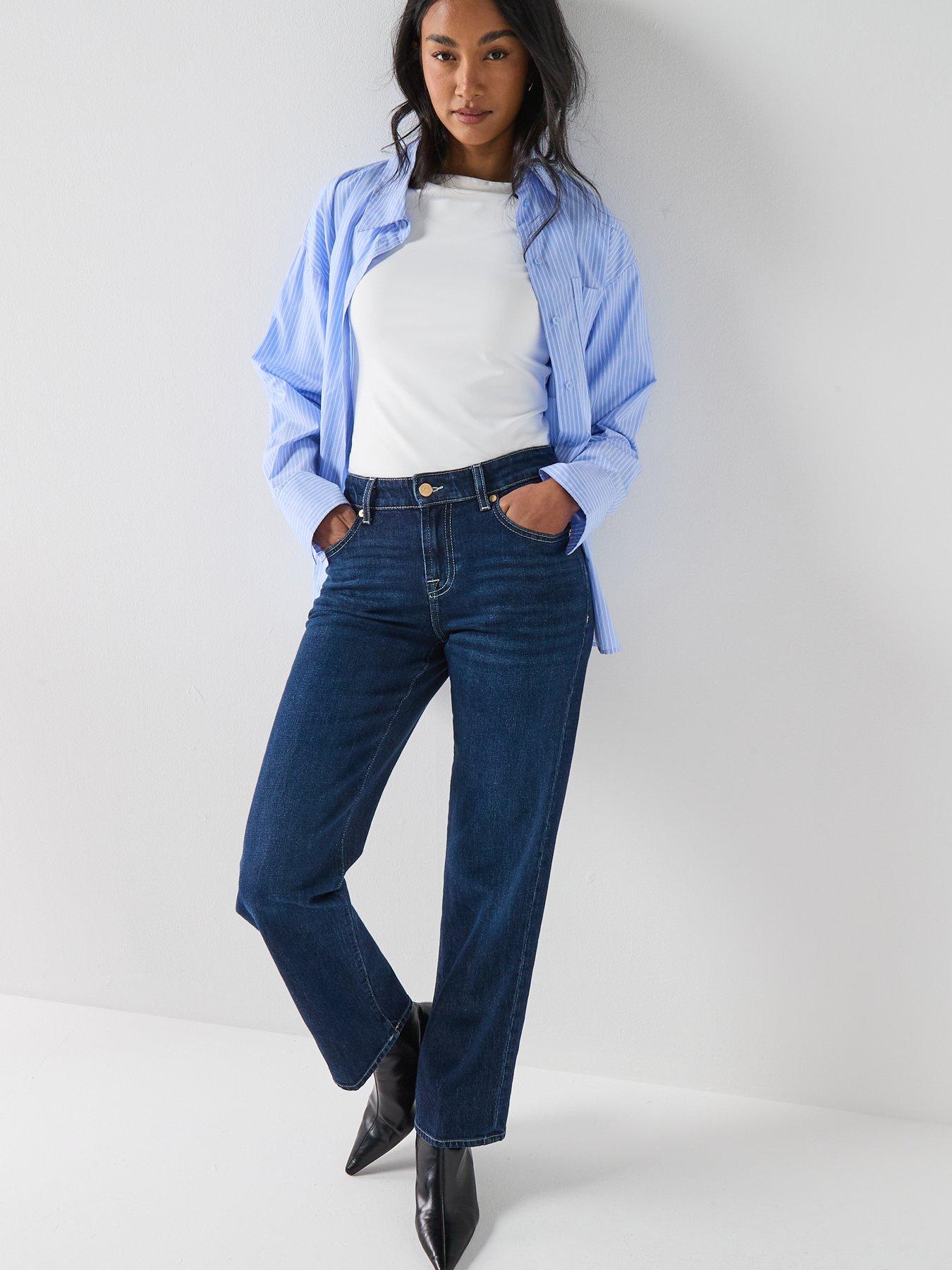 Image 3 of 6 of 7 FOR ALL MANKIND Calie Straight Jeans - Navy