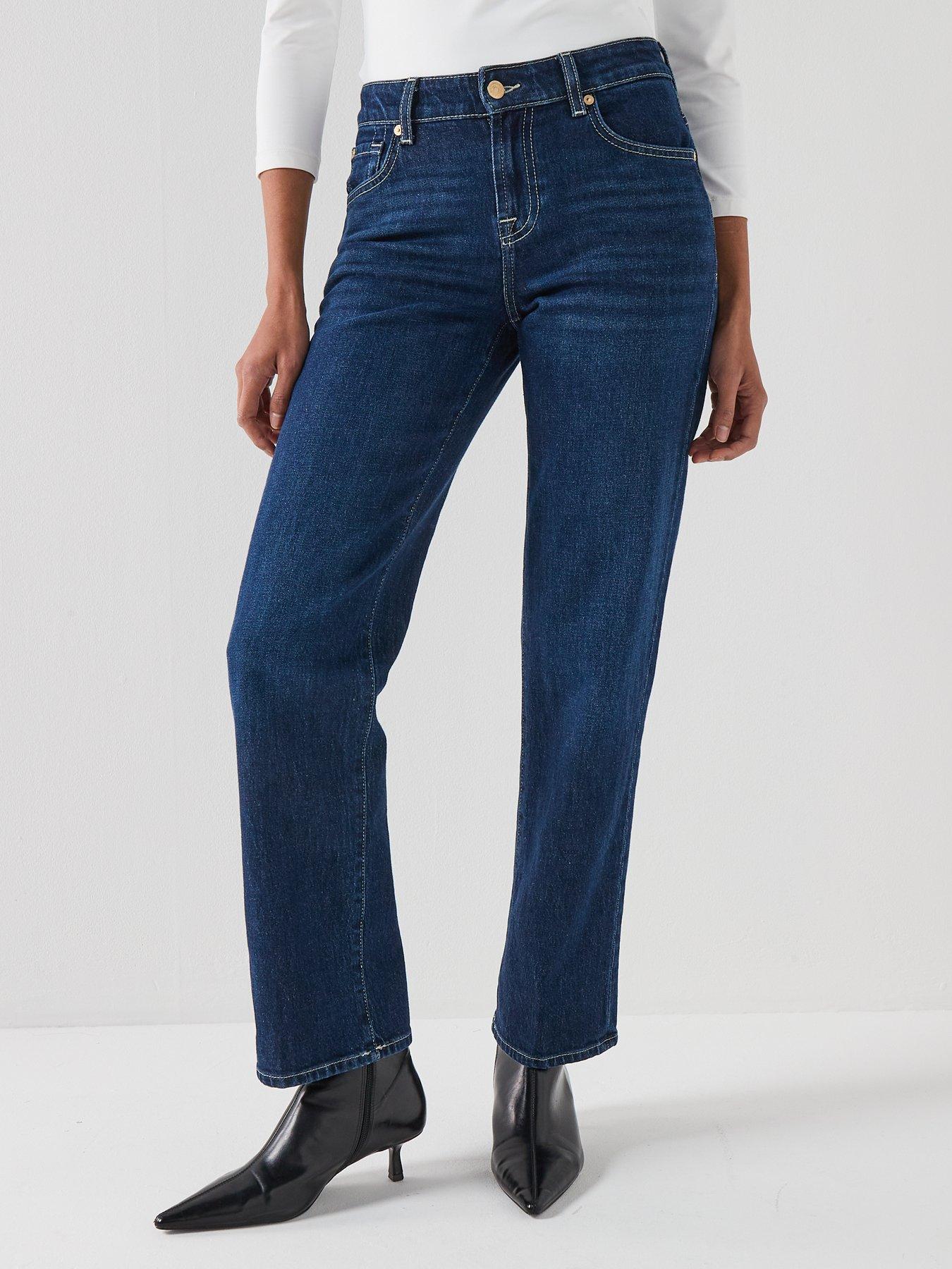 Image 4 of 6 of 7 FOR ALL MANKIND Calie Straight Jeans - Navy