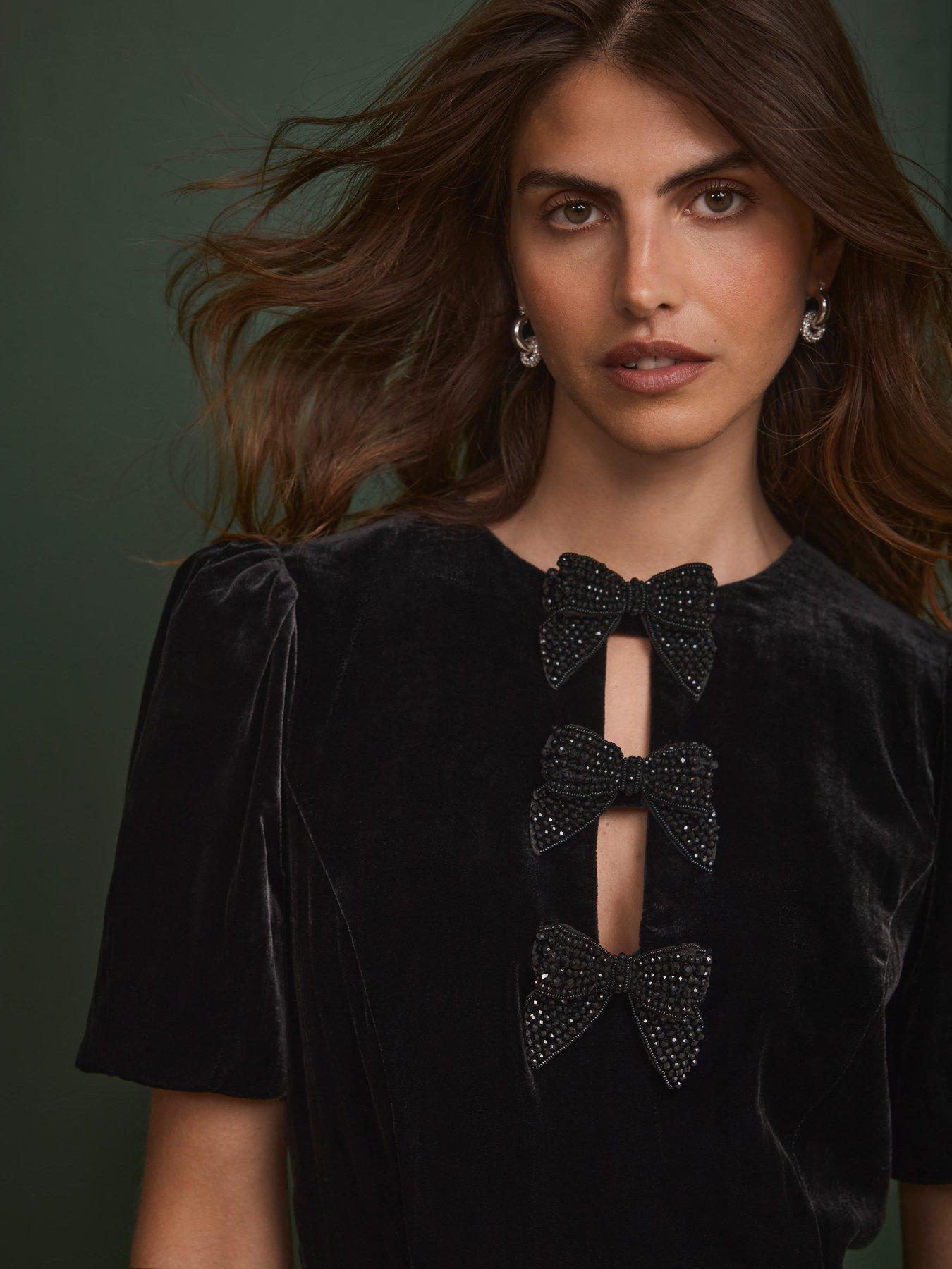 mint-velvet-bow-midi-dress-blackoutfit