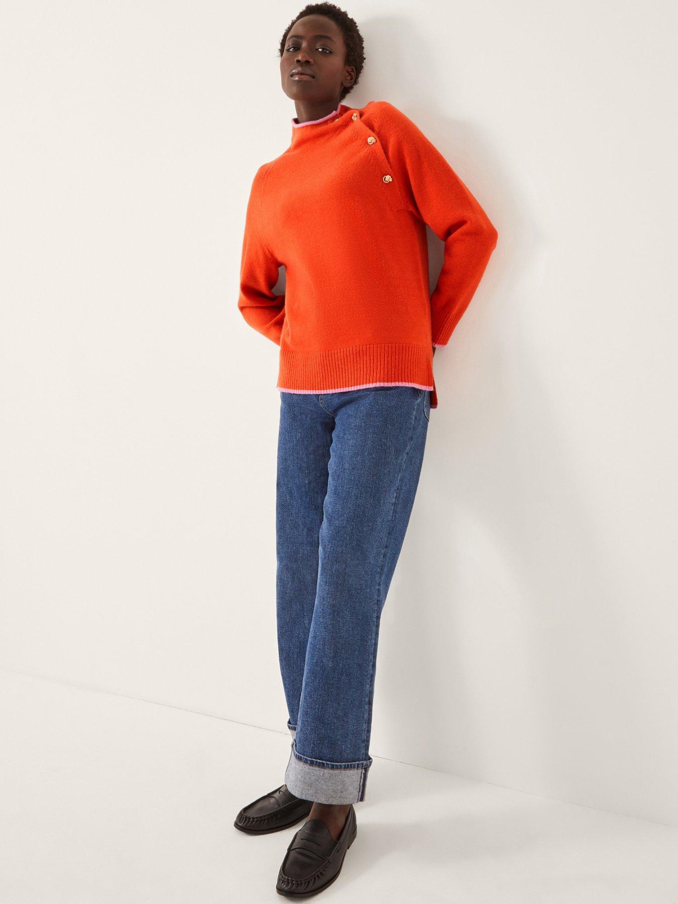 Image 3 of 4 of Monsoon Bella Button Jumper - Orange