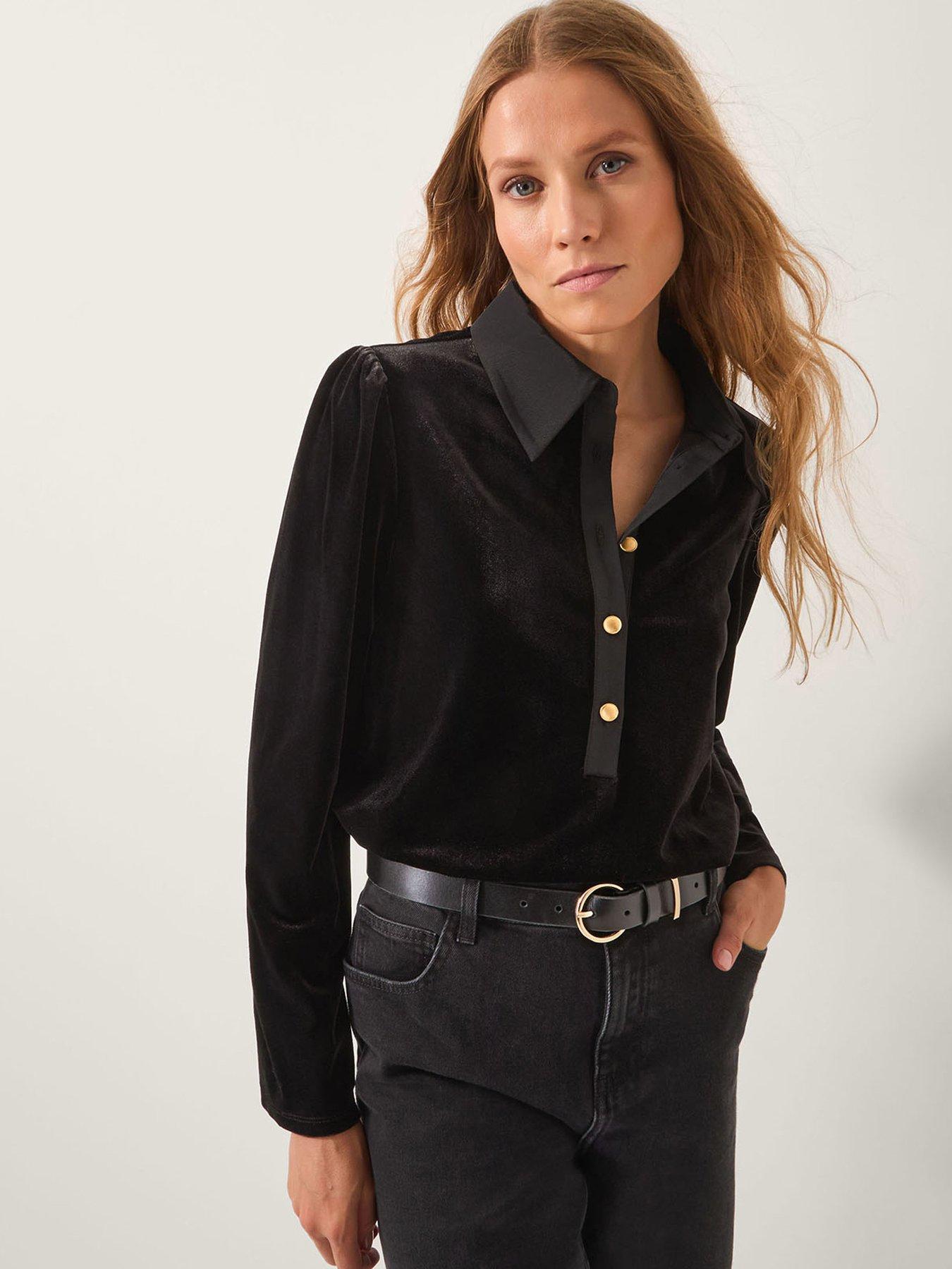 monsoon-clay-collar-velvet-top-black