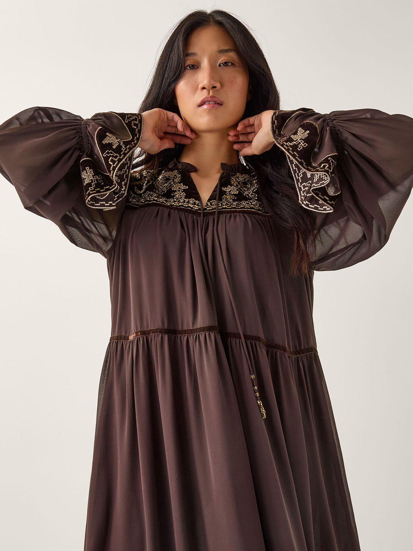 monsoon-nova-embroidered-yoke-dress-browndetail