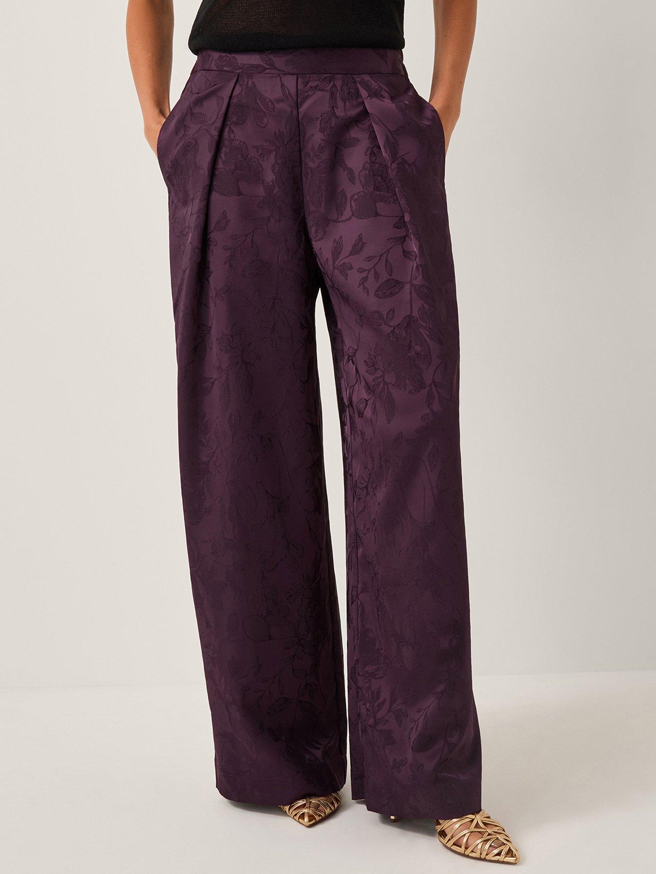 Monsoon Rory Satin Trouser - Purple