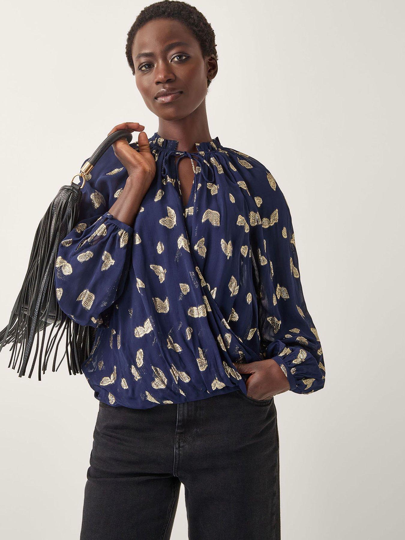 Monsoon Angela Wrap Blouse - Blue