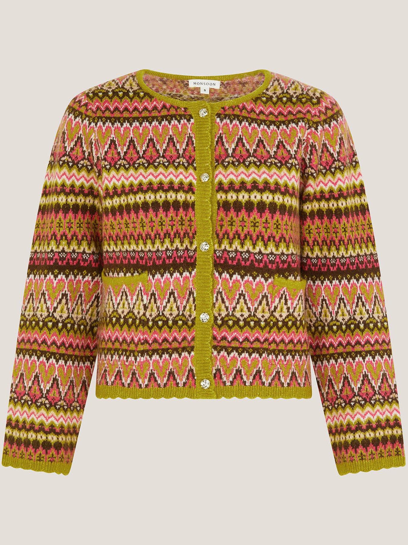 Image 3 of 6 of Monsoon Fiona Fairisle Cardi - Pink