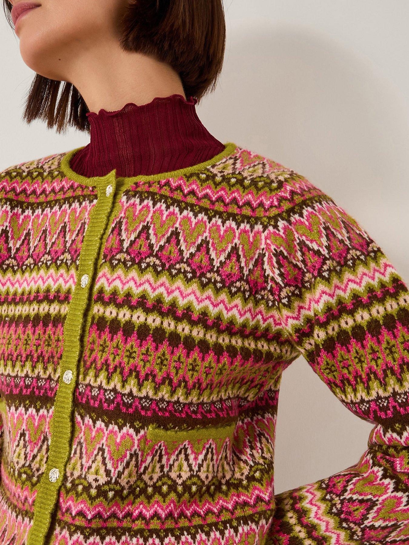 Image 5 of 6 of Monsoon Fiona Fairisle Cardi - Pink