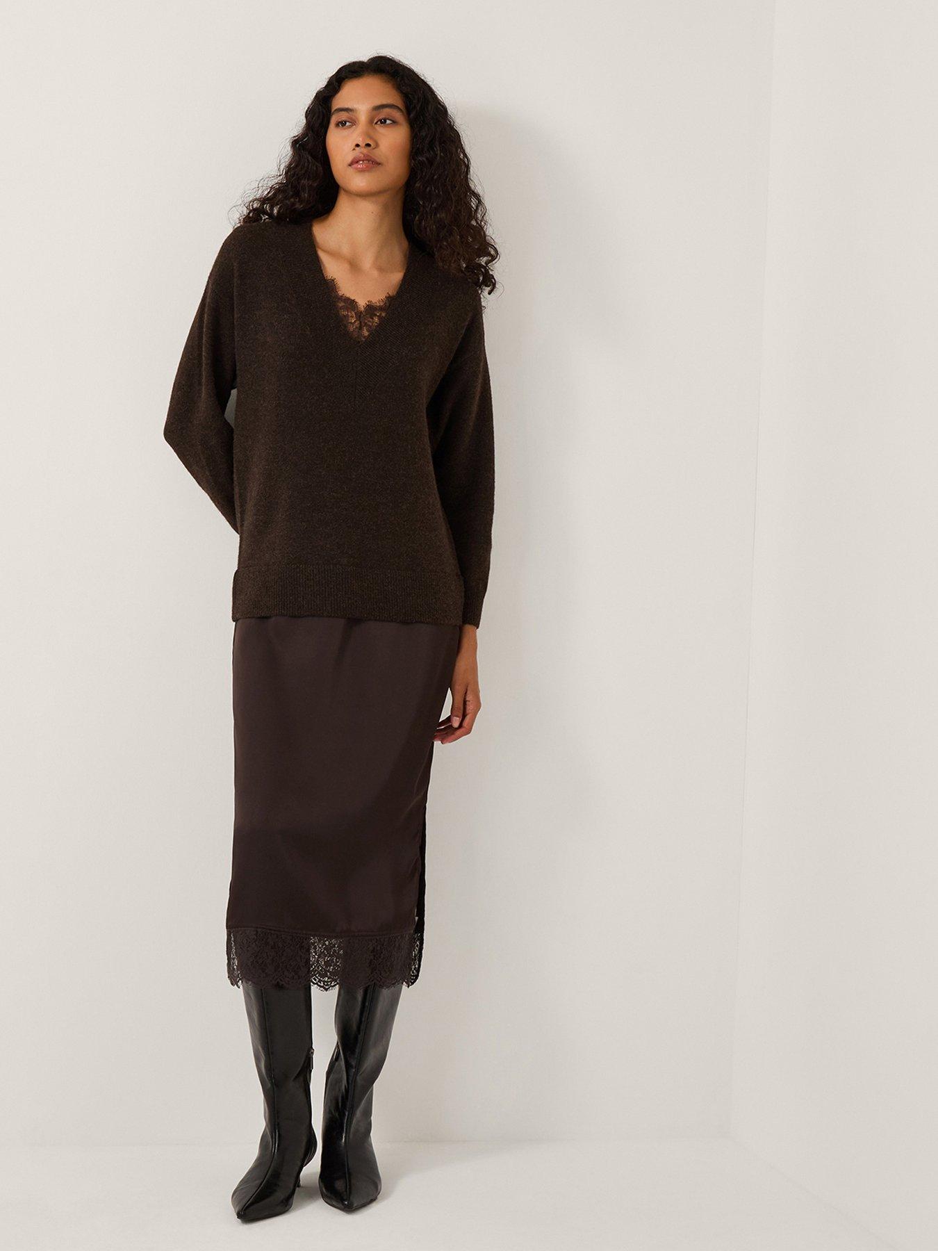 monsoon-fay-fabric-mix-dress-brown