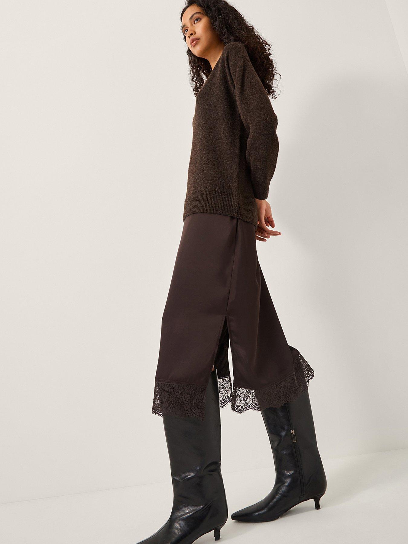 monsoon-fay-fabric-mix-dress-brownoutfit