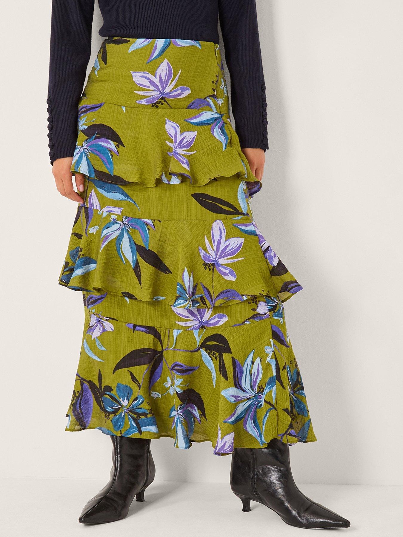 Monsoon Sonya Print Skirt - Green