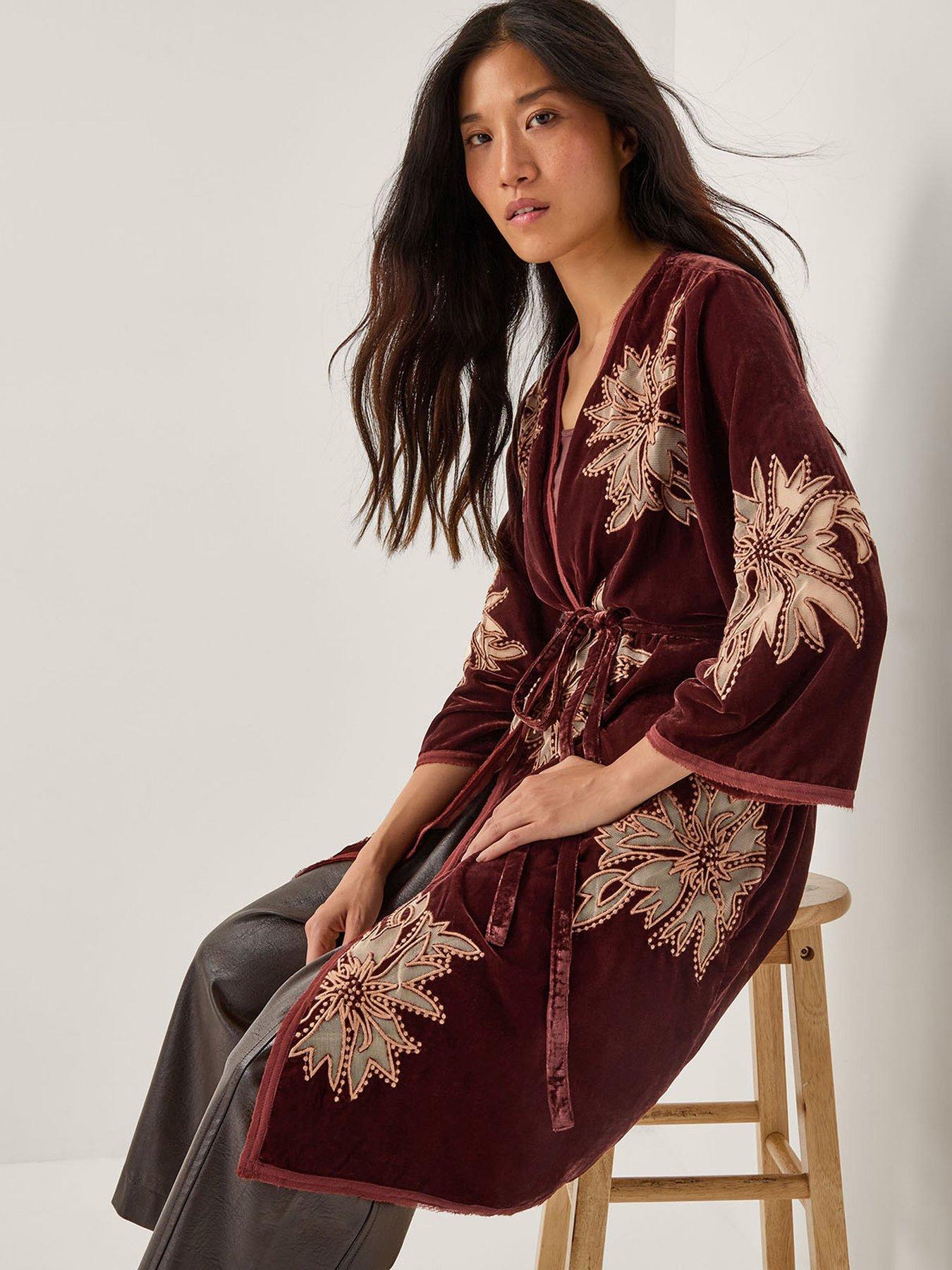 Monsoon Jaz Embroidered Kimono - Brown