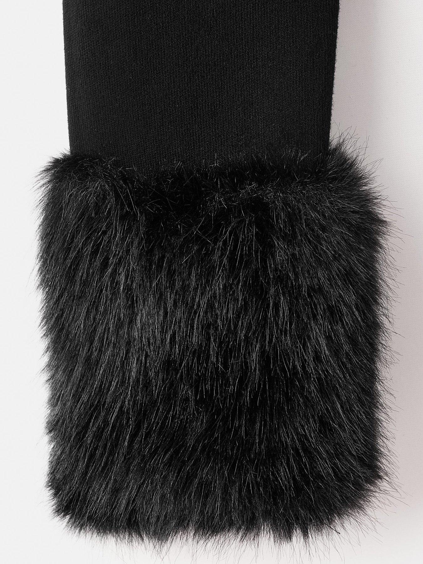 Image 5 of 6 of Mango Faux Fur Cuff Cardigan - Black