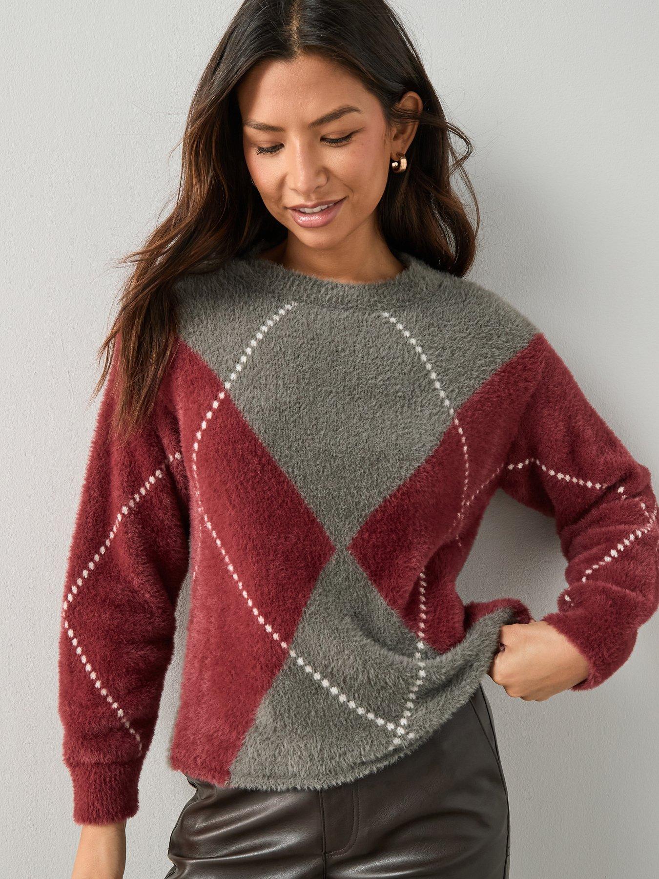the-very-collection-crew-neck-argyle-knitted-jumper-greyburgundy
