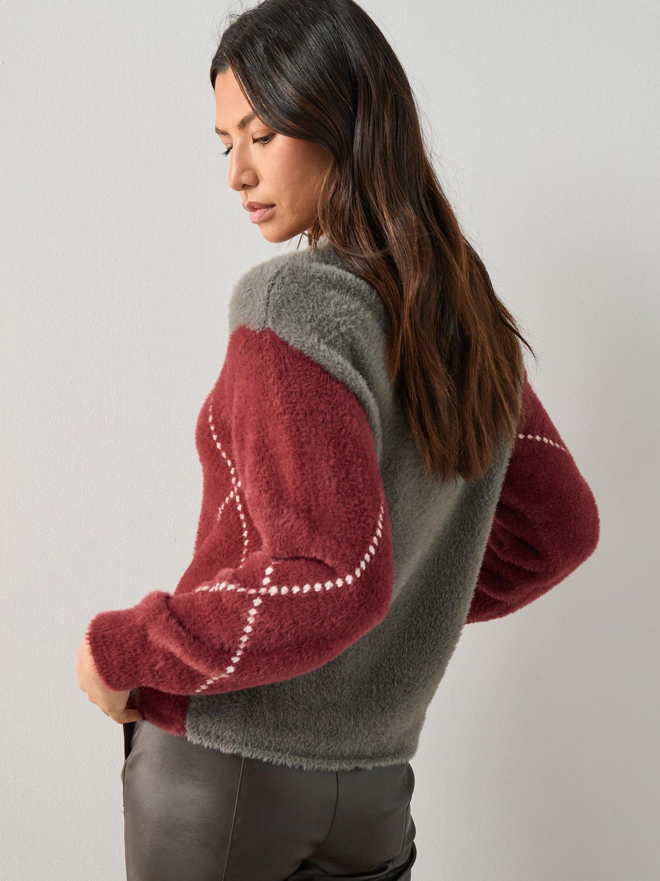 Image 2 of 6 of The Very Collection Crew Neck Argyle Jumper - Multi