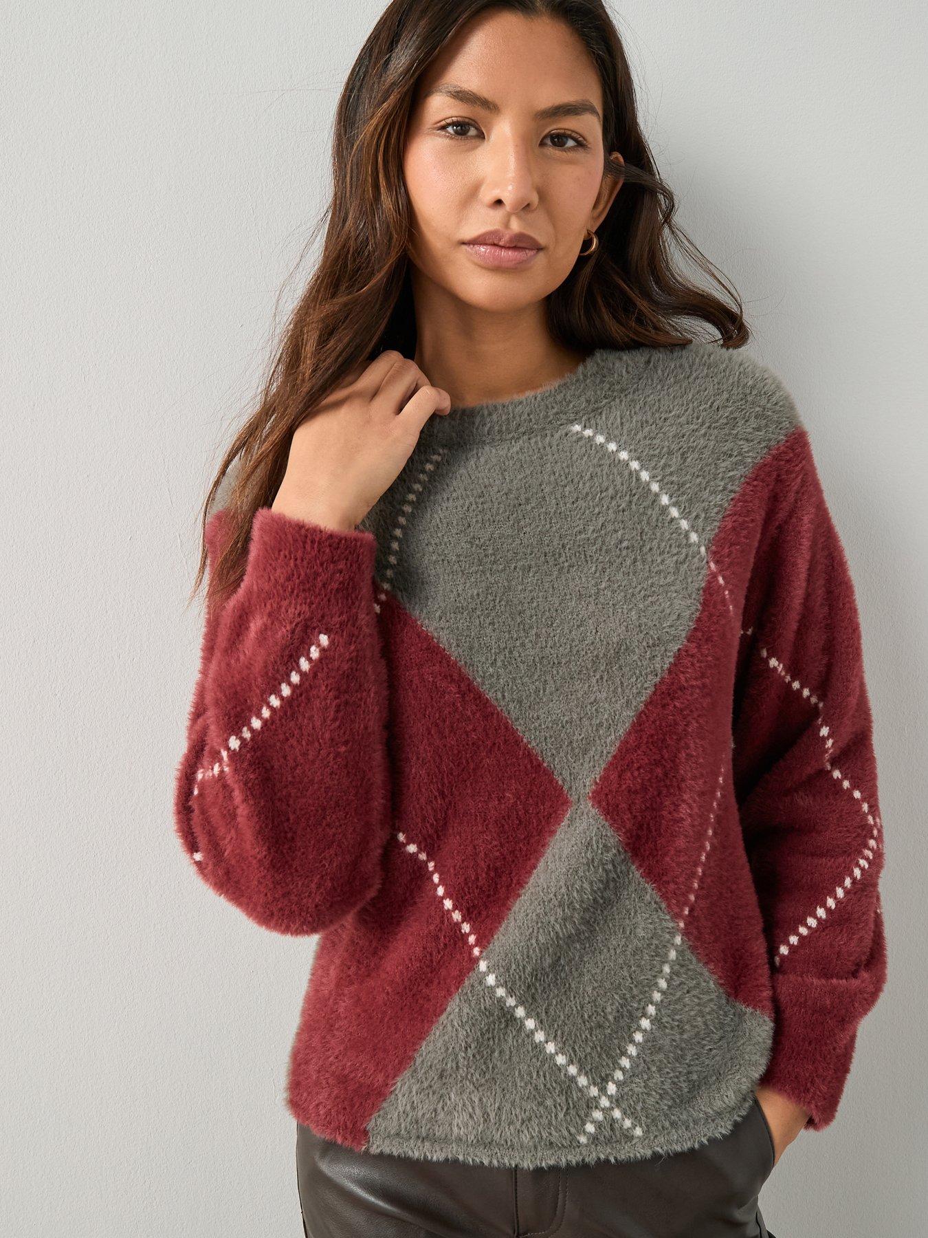 Image 6 of 6 of The Very Collection Crew Neck Argyle Jumper - Multi