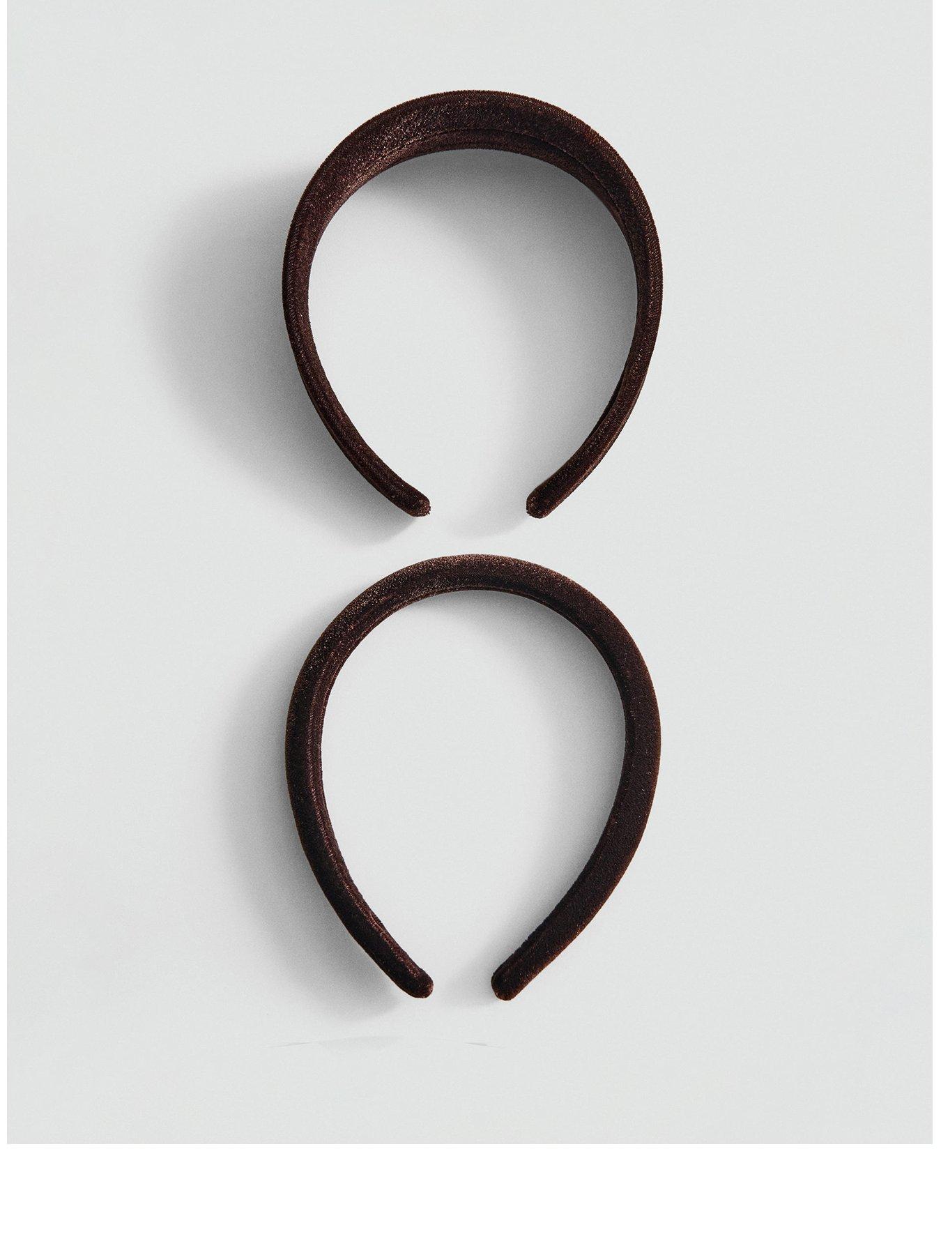 Mango 2 Pack Velvet Headband - Brown