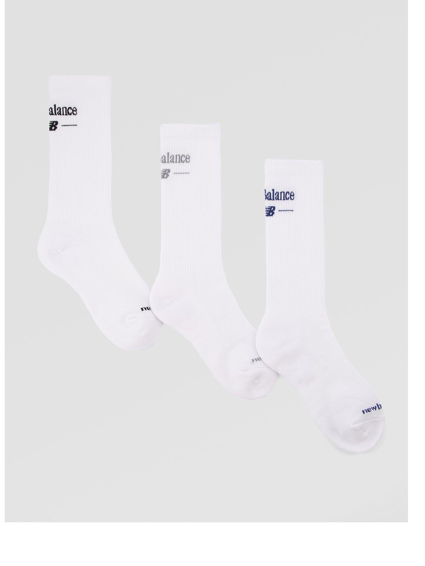 Image 1 of 3 of New Balance Back Script Crew Socks 3 Pack - White