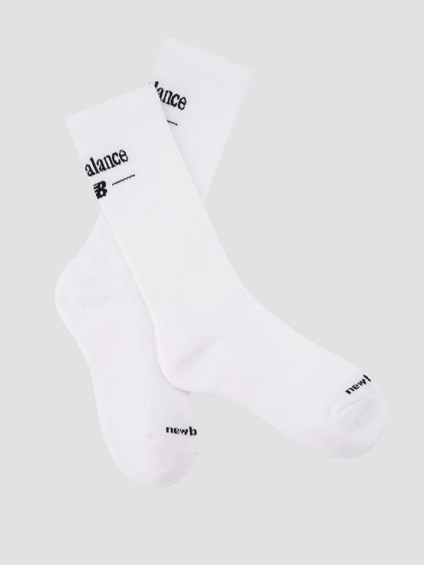 Image 2 of 3 of New Balance Back Script Crew Socks 3 Pack - White