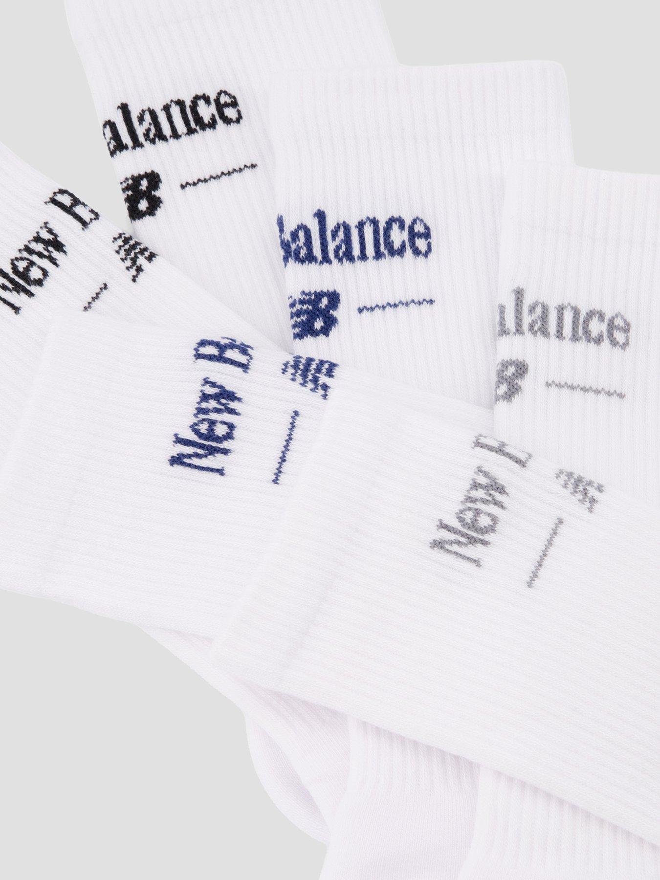Image 3 of 3 of New Balance Back Script Crew Socks 3 Pack - White