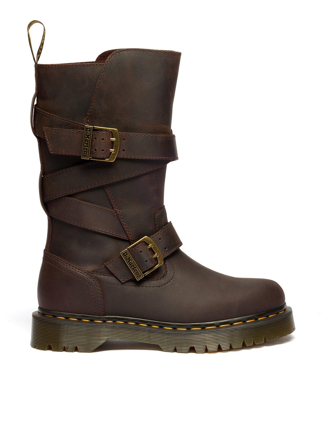 dr-martens-anistone-2-strap-crazy-horse-leather-biker-boots-dark-brownfront