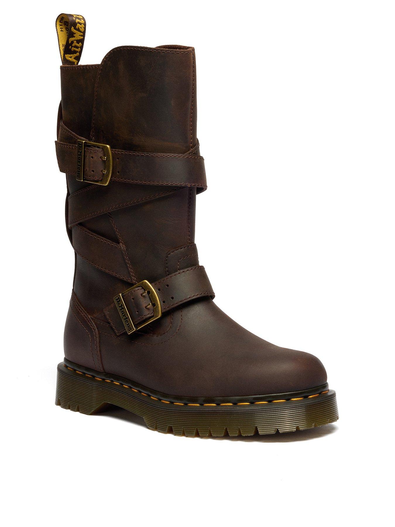 dr-martens-anistone-2-strap-crazy-horse-leather-biker-boots-dark-brownstillFront