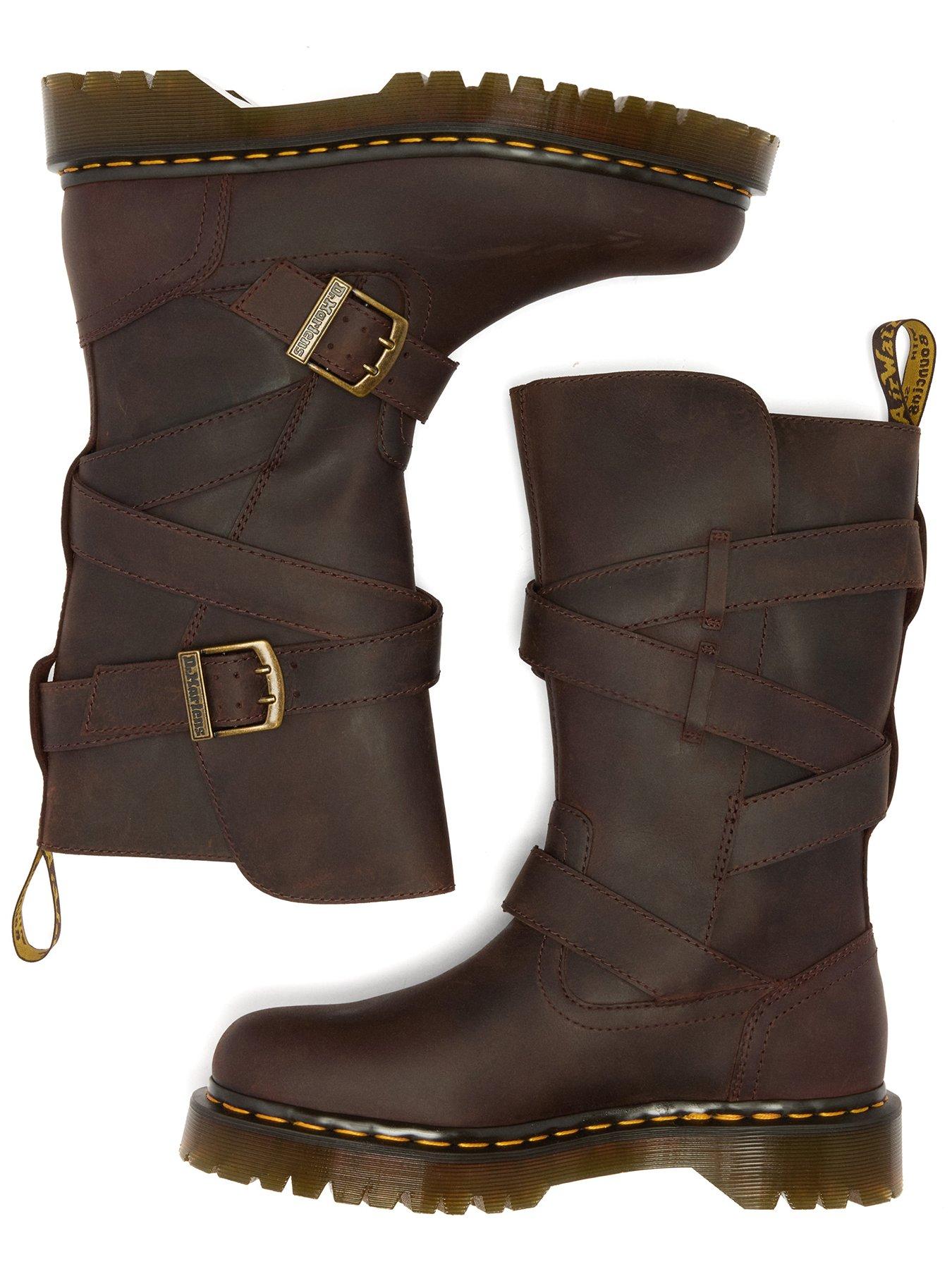 dr-martens-anistone-2-strap-crazy-horse-leather-biker-boots-dark-brownoutfit