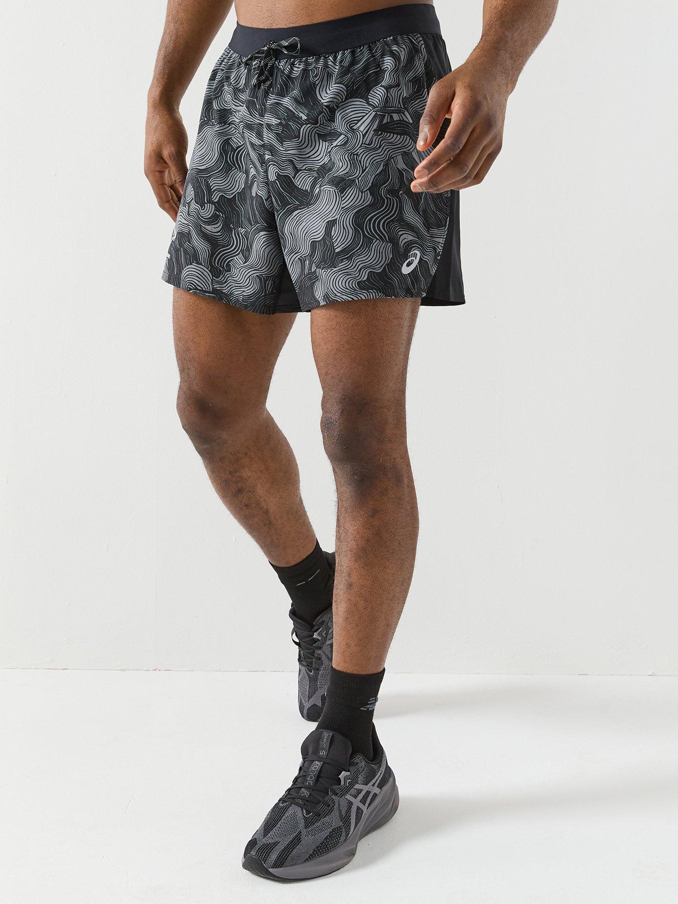 Image 1 of 5 of Asics Mens Running Fujitrail All Over Print 5Inch Shorts- Black