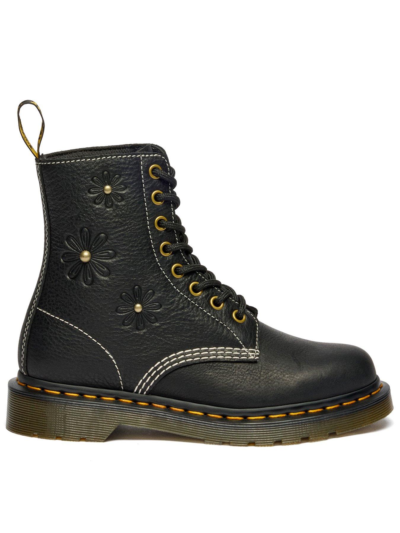 Image 1 of 7 of Dr Martens 1460 Pascal Flower 8 Eye Boot Grizzly - Black