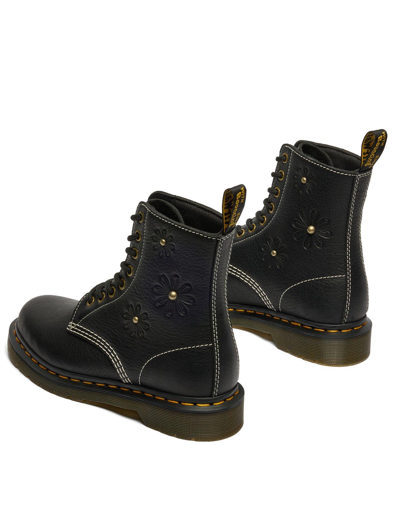 Image 3 of 7 of Dr Martens 1460 Pascal Flower 8 Eye Boot Grizzly - Black
