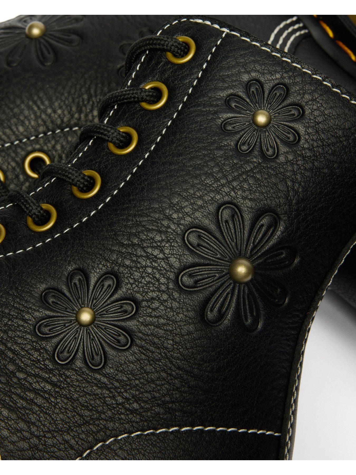 Image 6 of 7 of Dr Martens 1460 Pascal Flower 8 Eye Boot Grizzly - Black