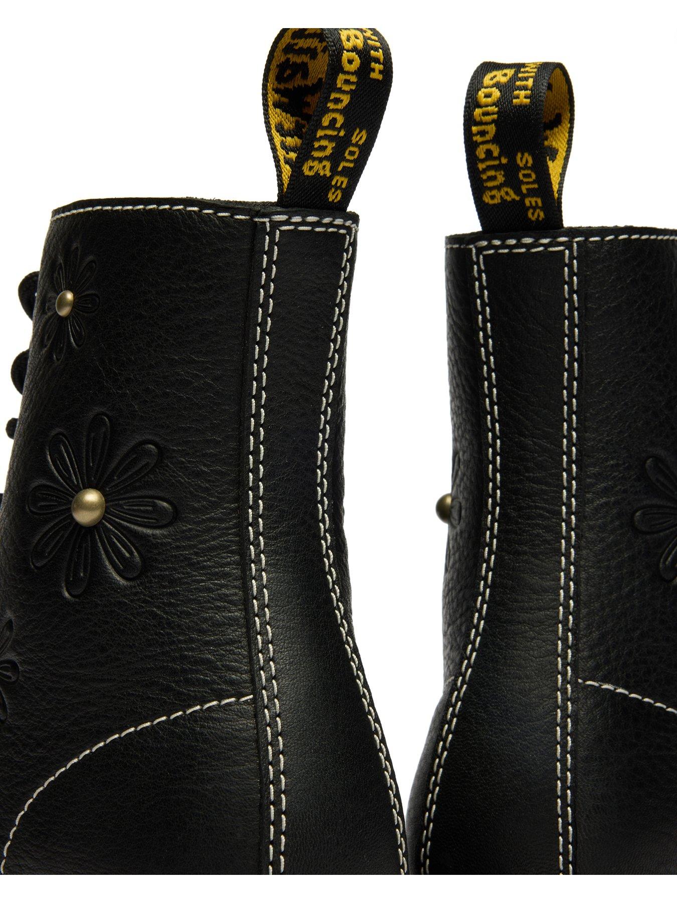 Image 7 of 7 of Dr Martens 1460 Pascal Flower 8 Eye Boot Grizzly - Black