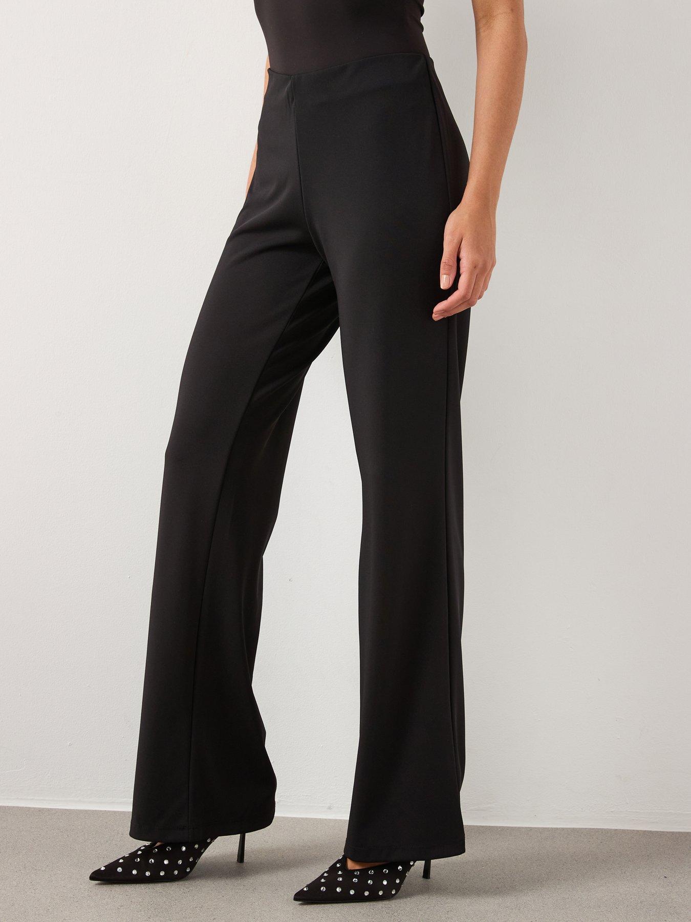 Image 1 of 6 of Mango Straight Fit Trousers With Elastic Waist - Black