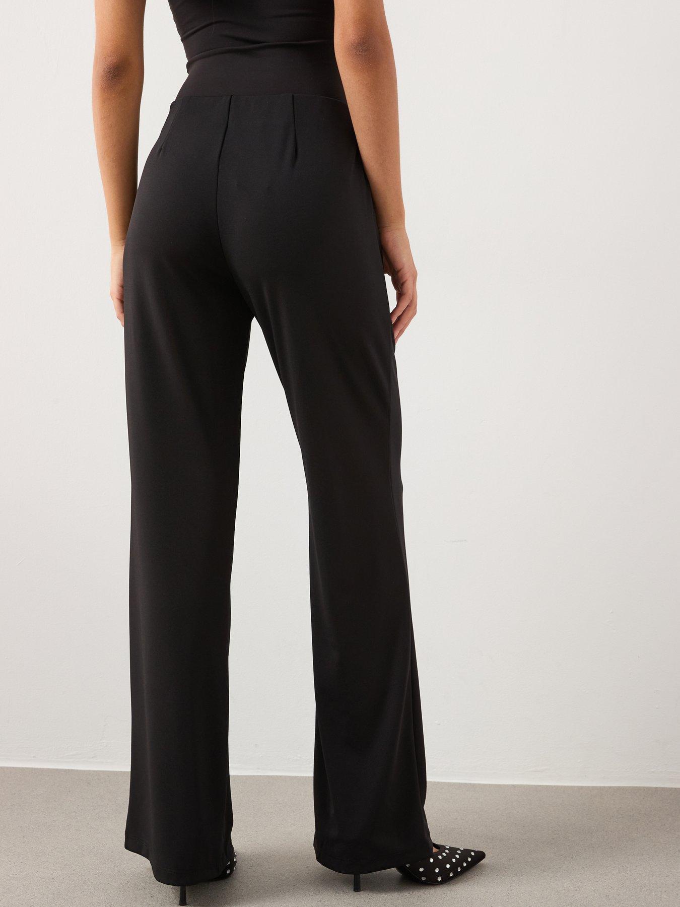 Image 2 of 6 of Mango Straight Fit Trousers With Elastic Waist - Black