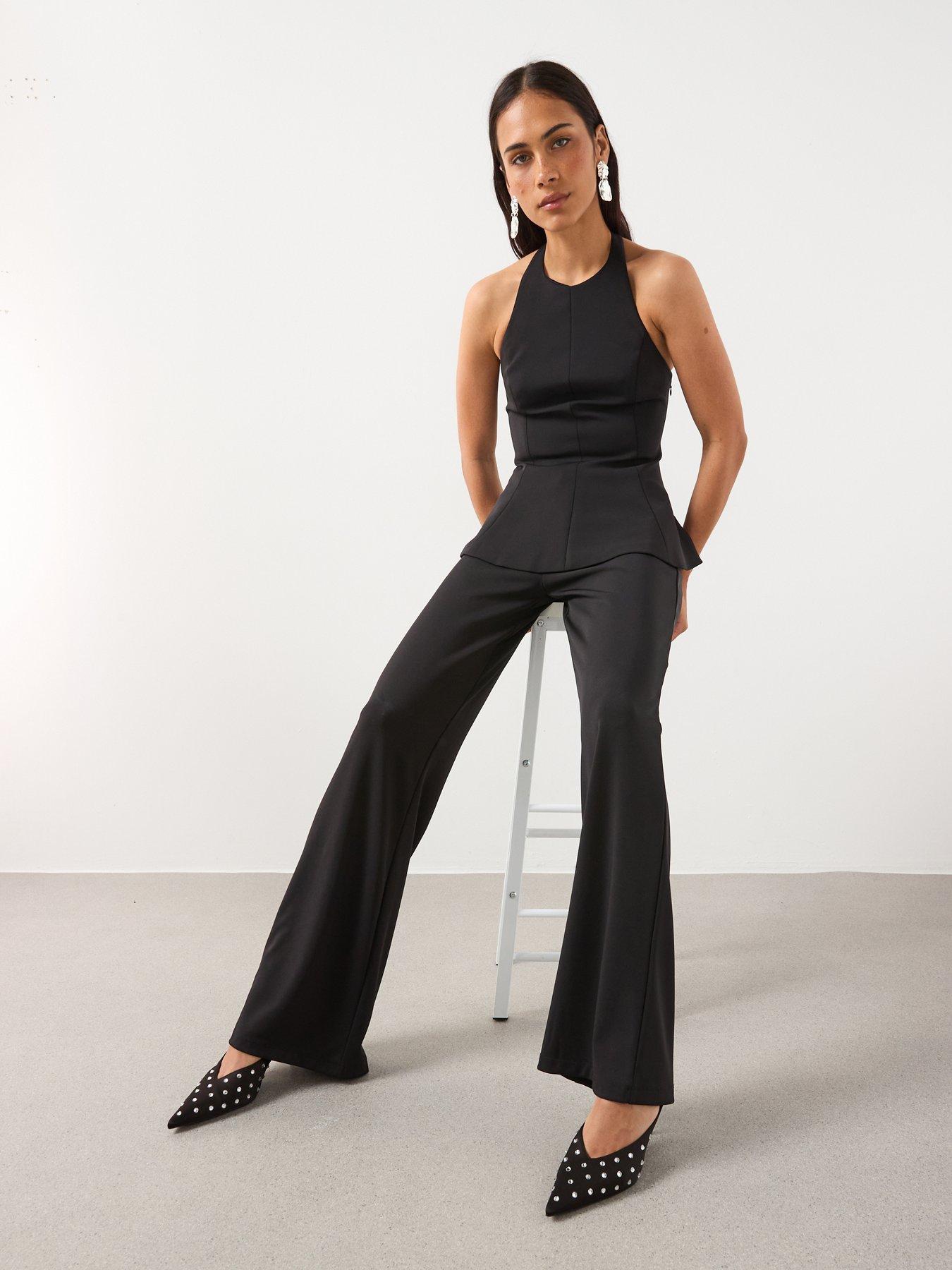 Image 5 of 6 of Mango Straight Fit Trousers With Elastic Waist - Black