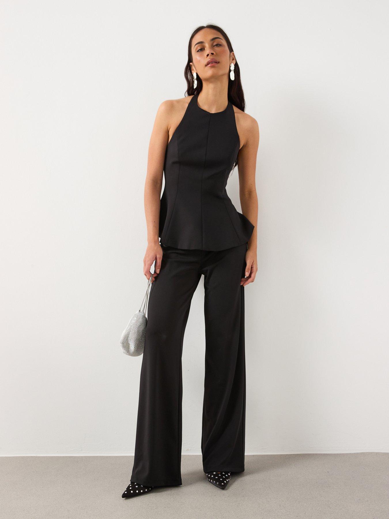 Image 6 of 6 of Mango Straight Fit Trousers With Elastic Waist - Black