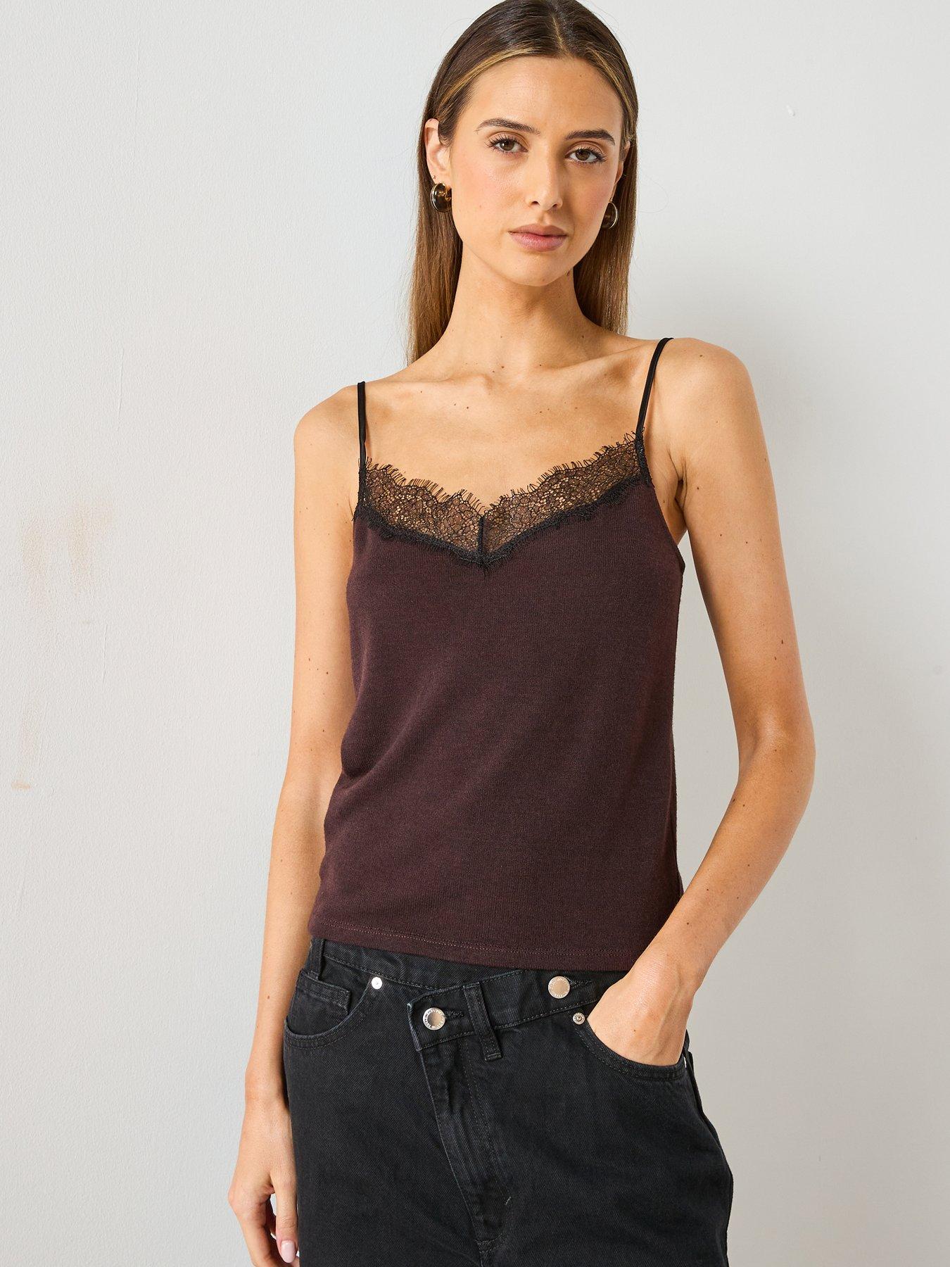 mango-knitted-lace-cami-top-burgundy