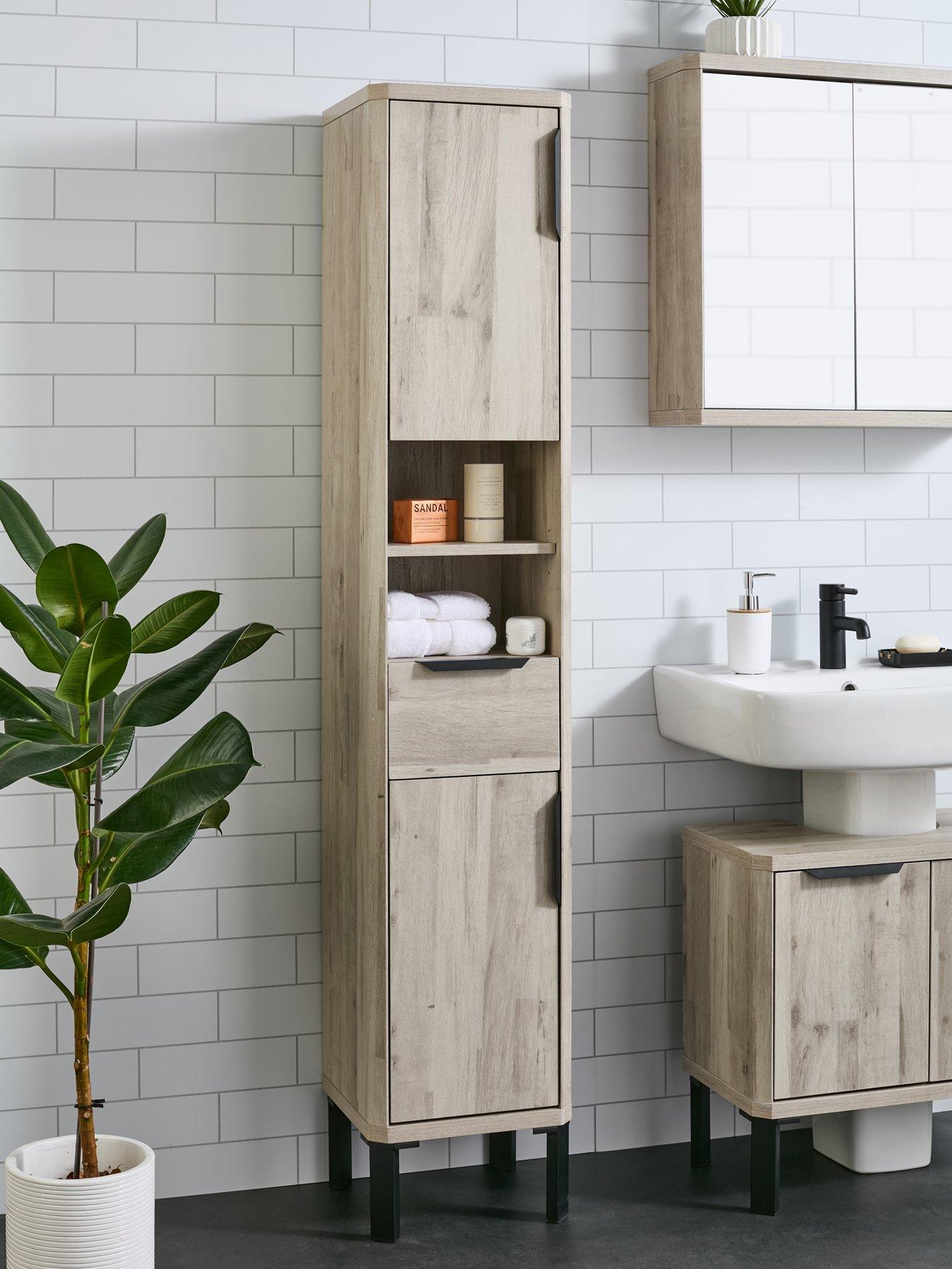 The Very Collection Harlem Single Tall Bathroom Cabinet - Grey Oak - FSC® Certified