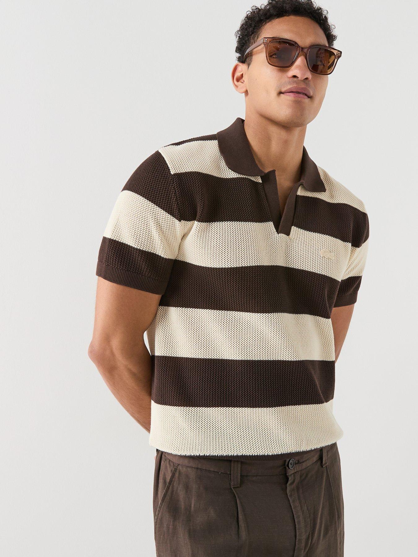 Lacoste Classic Fit Striped Knitted Polo Shirt - Black