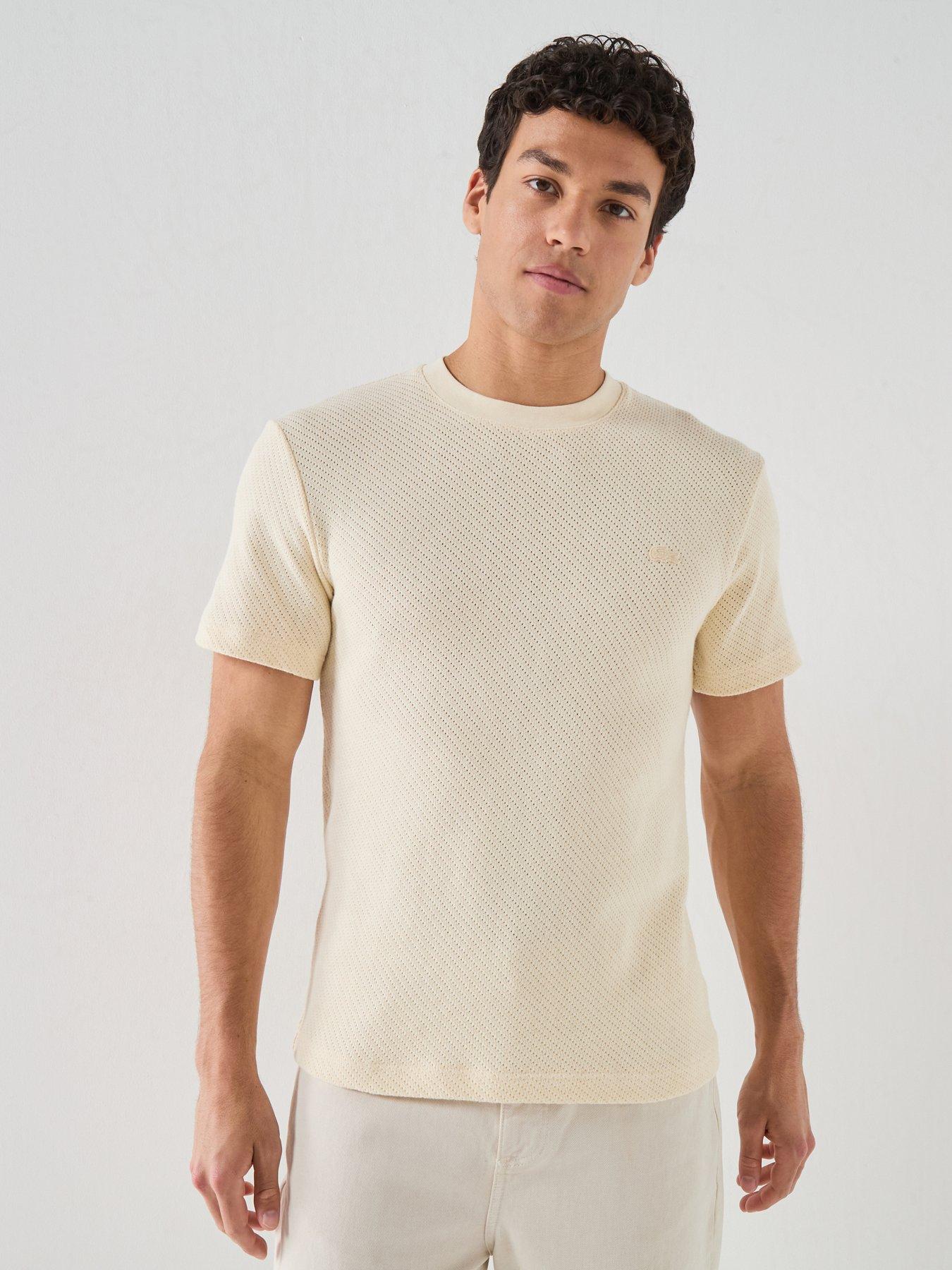 Lacoste Lacoste Regular Fit Knitted T-shirt- Beige