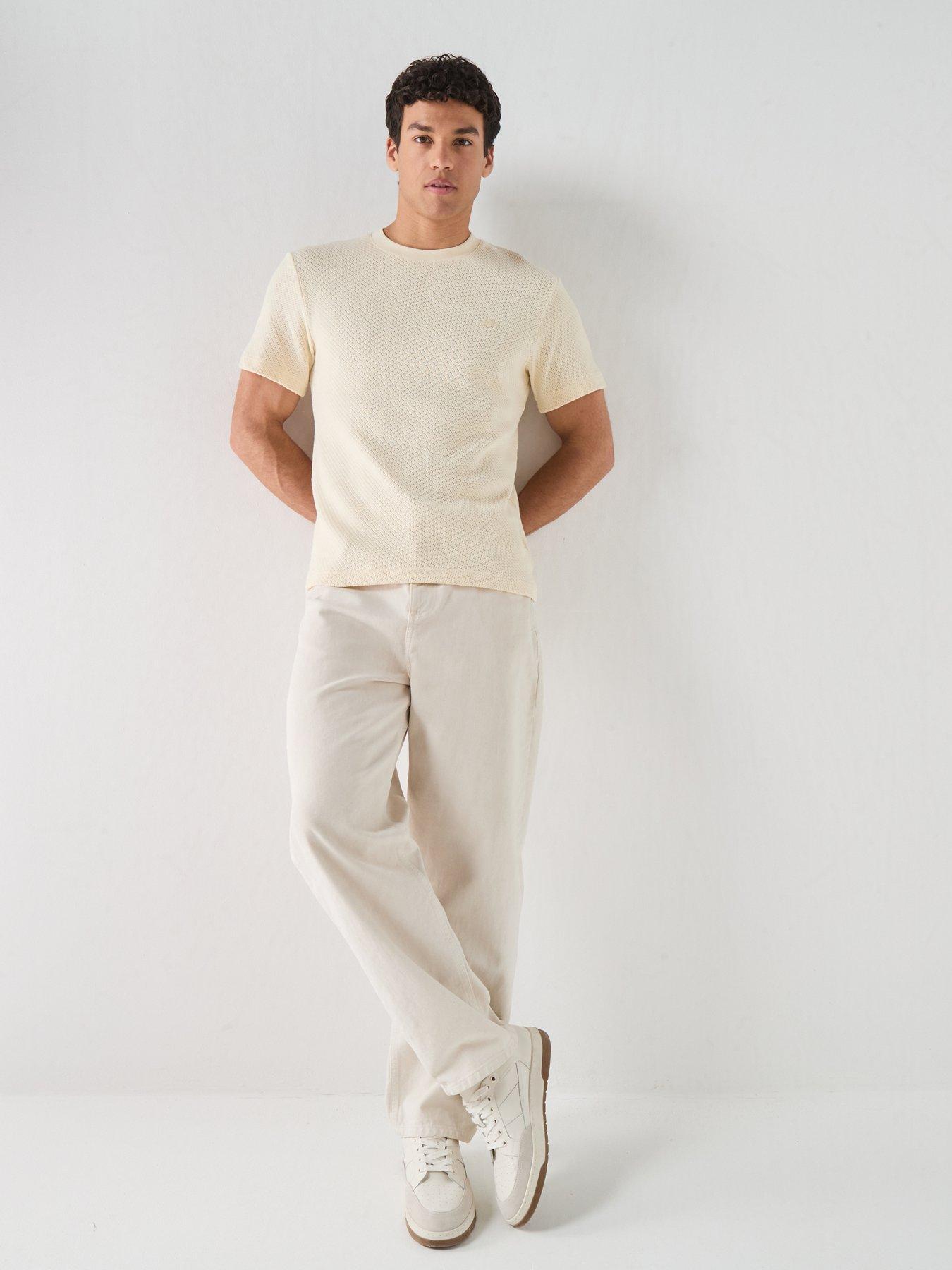 Image 3 of 6 of Lacoste Lacoste Regular Fit Knitted T-shirt- Beige