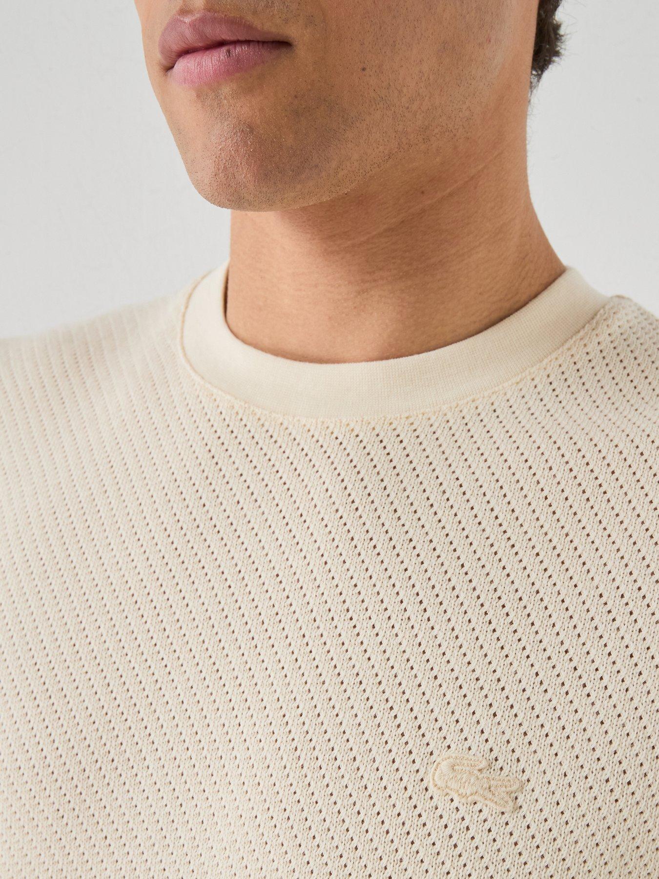 Image 6 of 6 of Lacoste Lacoste Regular Fit Knitted T-shirt- Beige