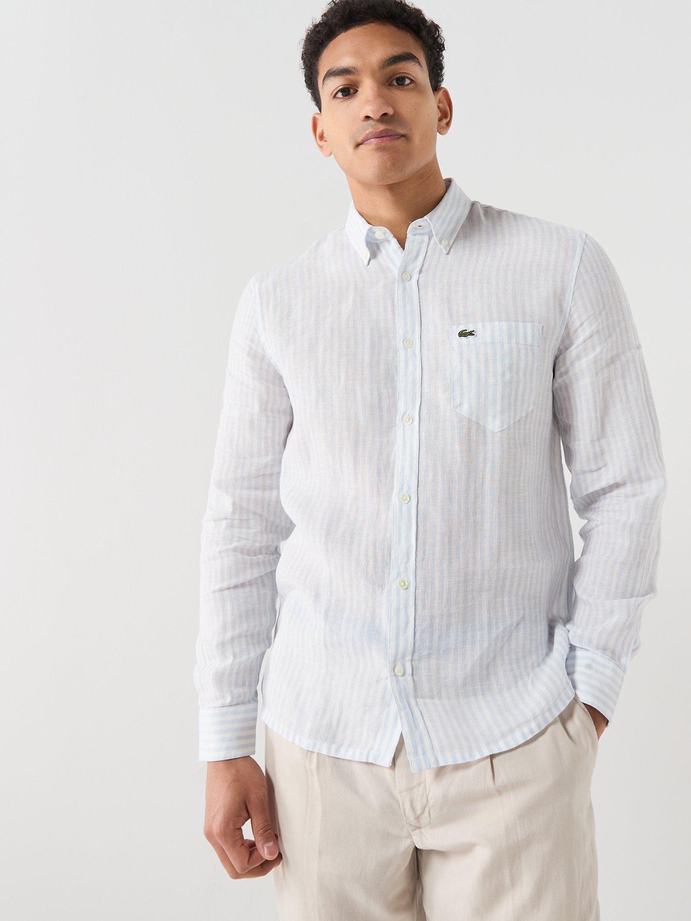 lacoste-regular-fit-striped-linen-shirt-bluedetail