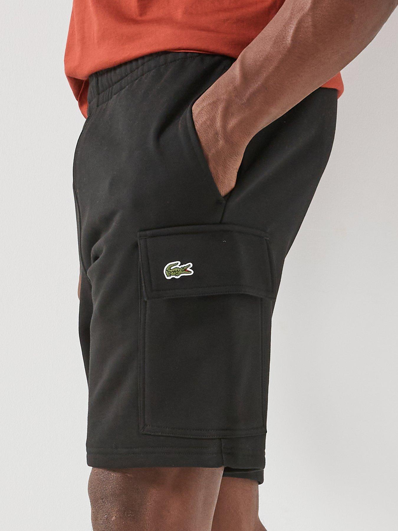 Image 4 of 4 of Lacoste Lacoste Regular Fit Fleece Cargo Shorts - Black