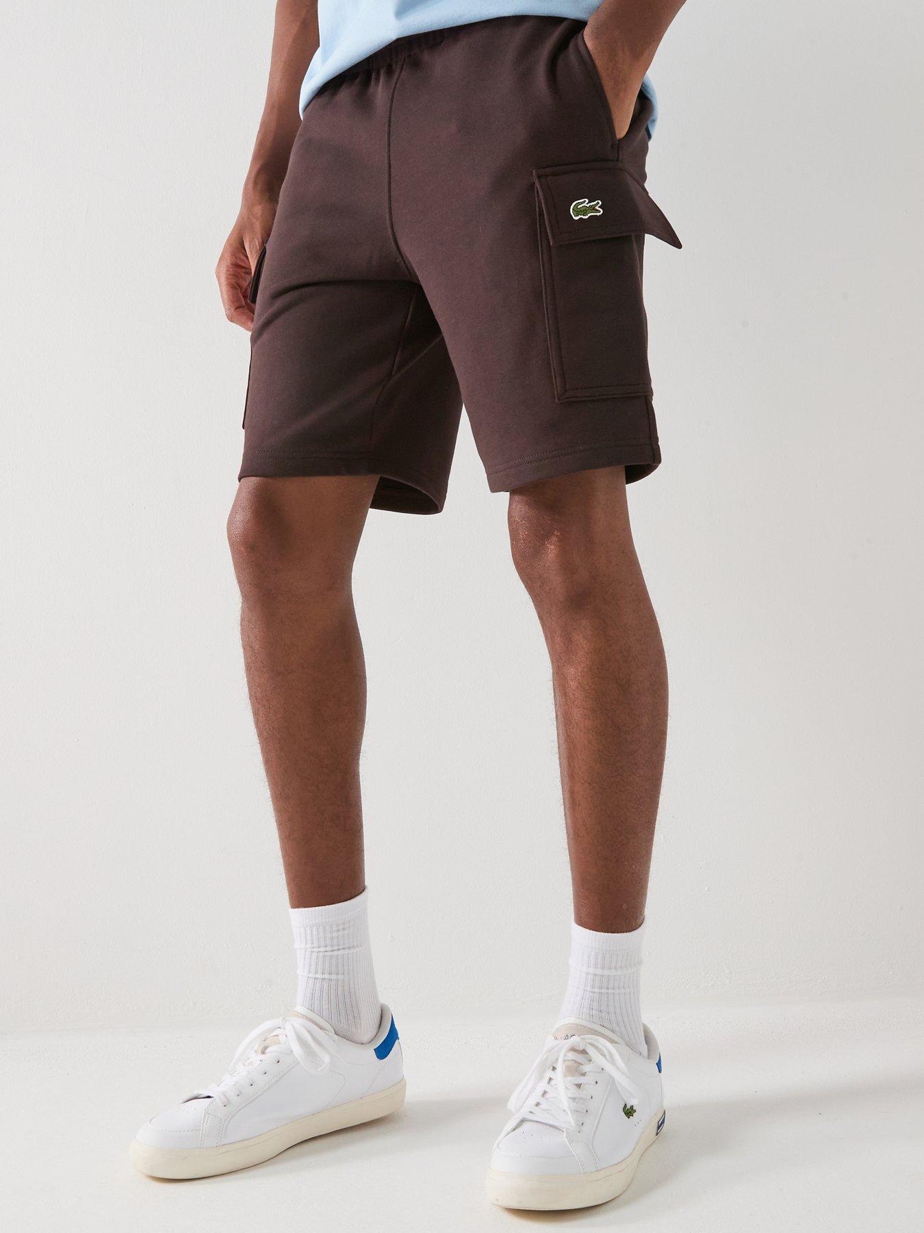 lacoste-regular-fit-fleece-cargo-shorts-brown