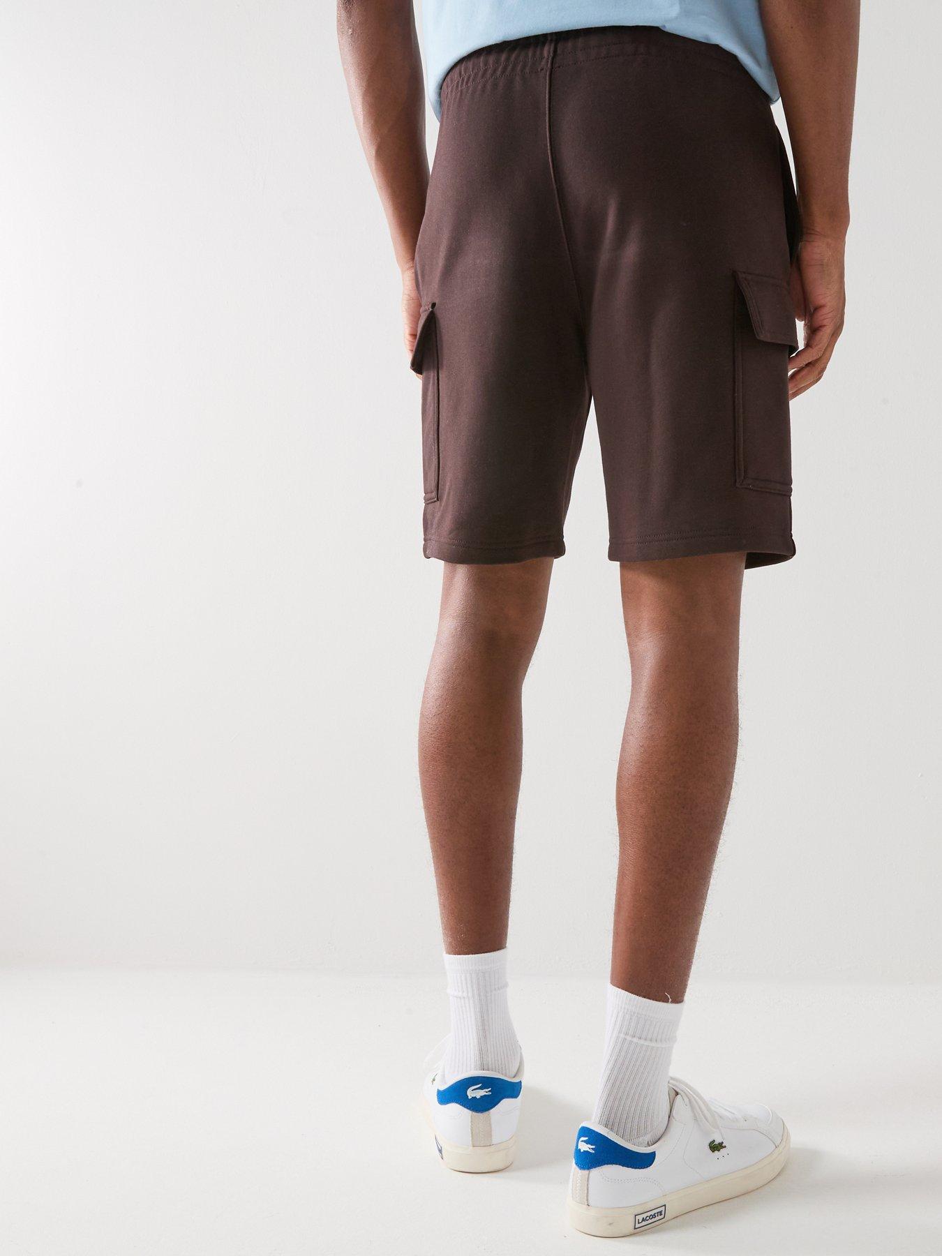 lacoste-lacoste-regular-fit-fleece-cargo-shorts-brownstillFront