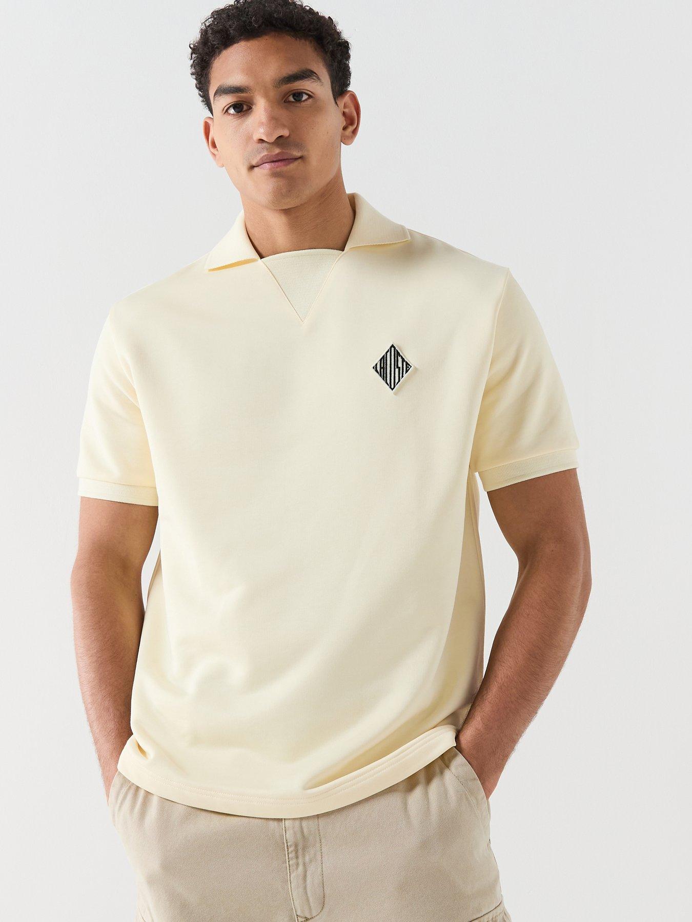 Lacoste Loose Fit Badge Accent Fleece Polo Shirt - Yellow