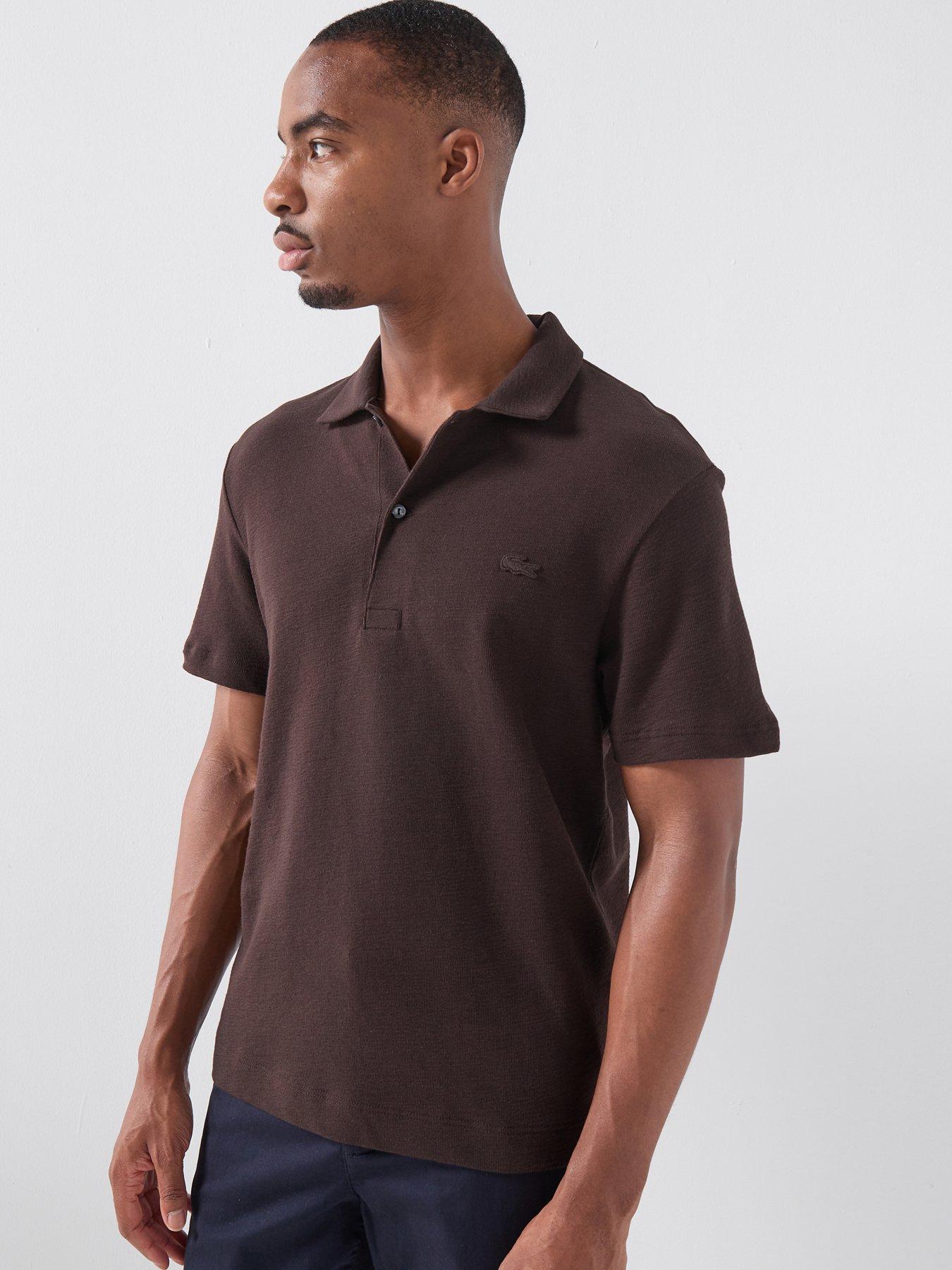 Lacoste Lacoste Classic Fit Jersey Open Neck Polo Shirt - Brown