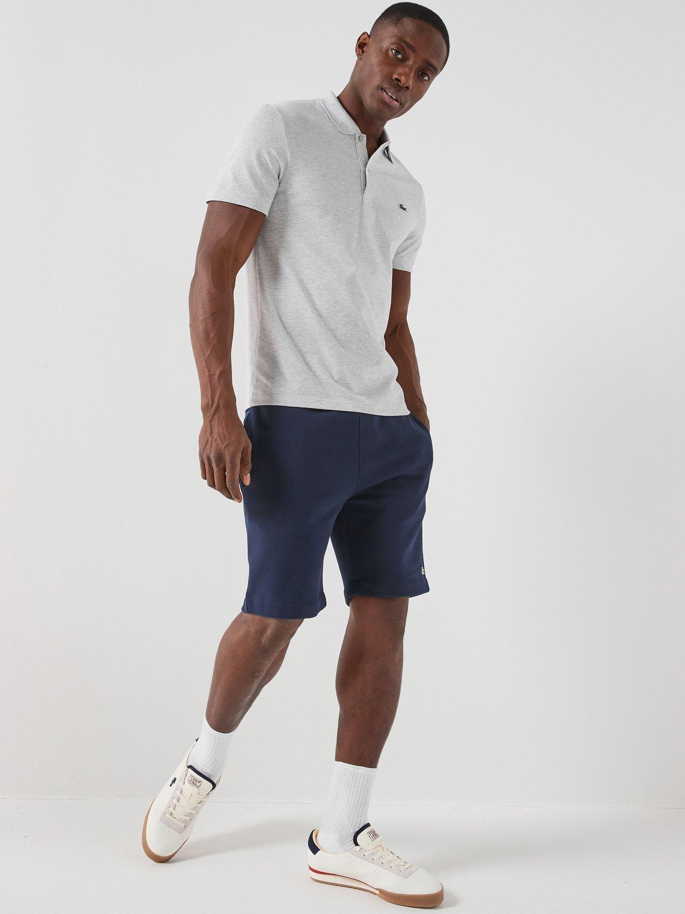 Image 3 of 4 of Lacoste Lacoste Regular Fit Cotton Blend Ottoman Polo Short - Grey