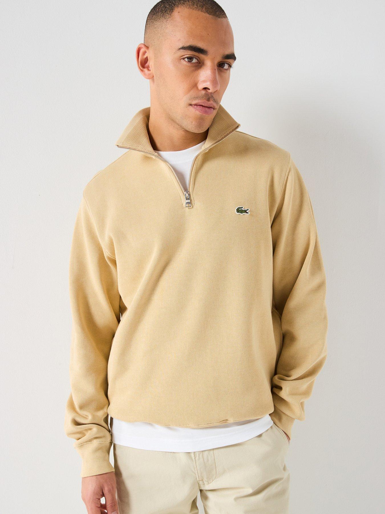 lacoste-classic-fit-quarter-zip-sweatshirt-beigefront
