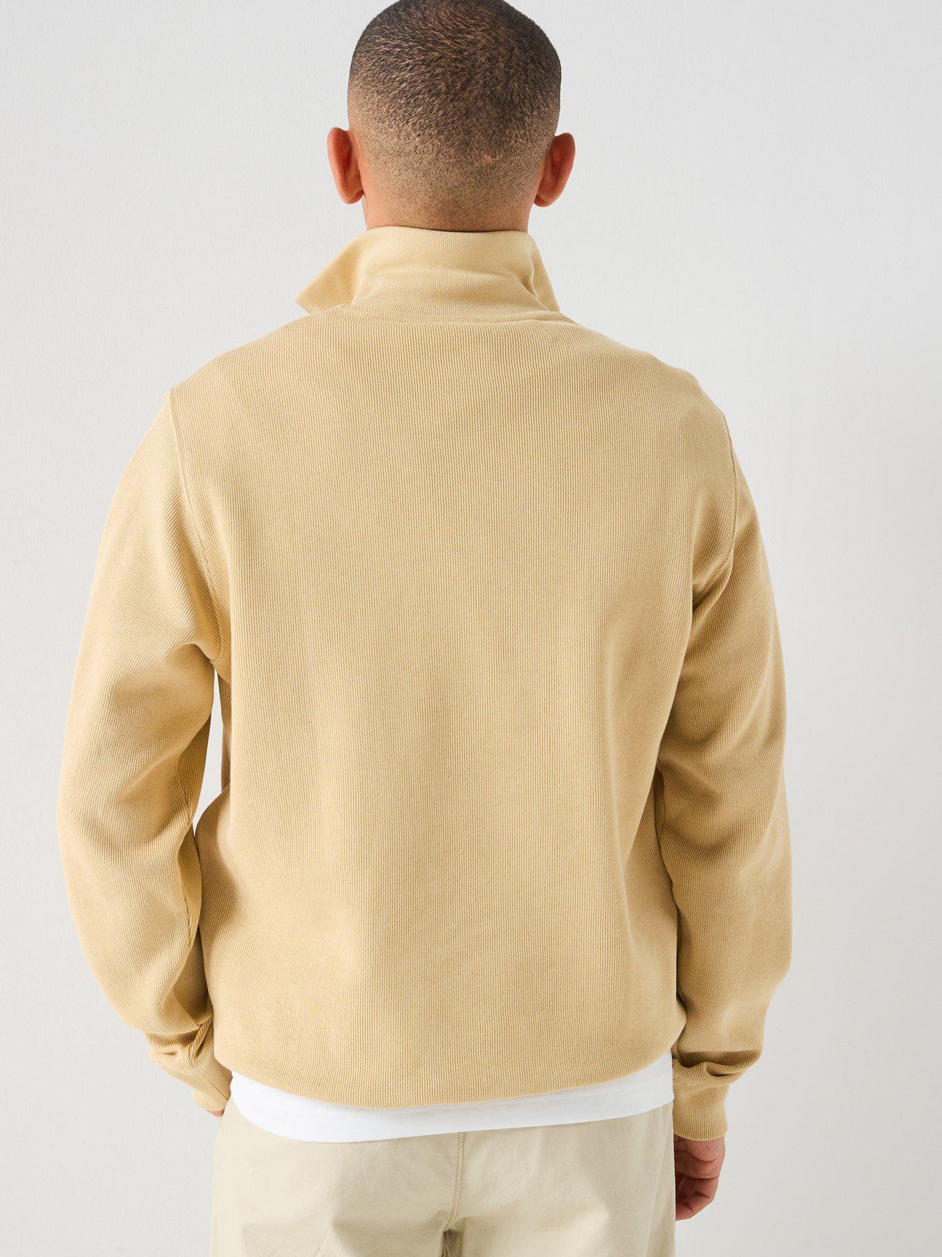 lacoste-classic-fit-quarter-zip-sweatshirt-beigestillFront